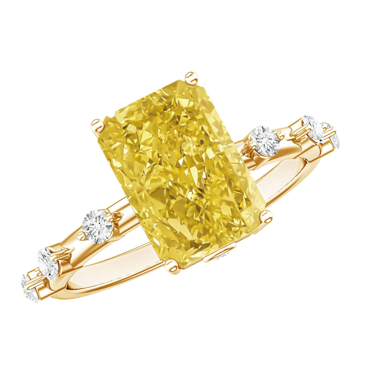 Rosec Jewels-IGI Certified 3 Carat Lab Grown Vivid Yellow Diamond Engagement Ring