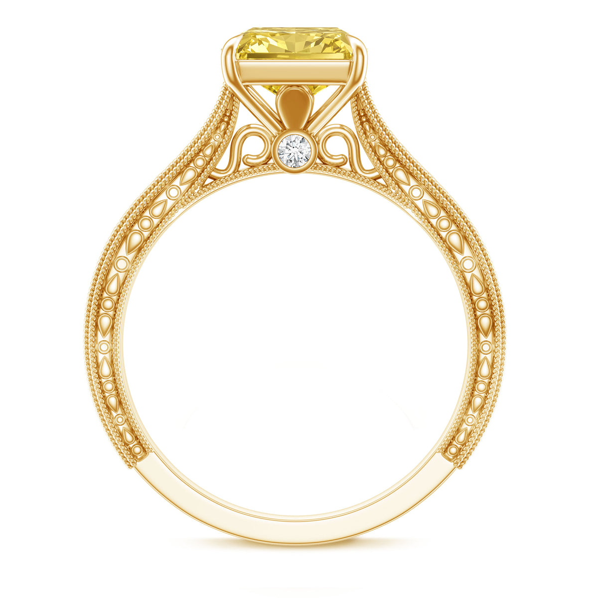 Rosec Jewels-IGI Certified 3 Carat Lab Grown Yellow Diamond Vintage Engagement Ring for Her