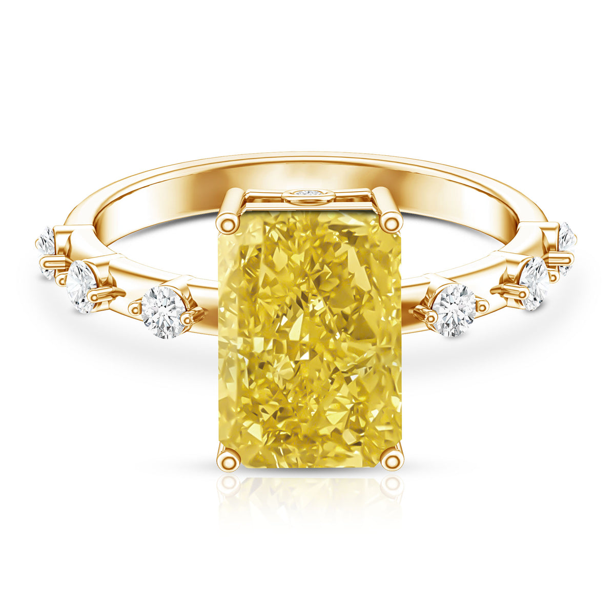 Rosec Jewels-Radiant Cut Lab Grown Yellow Diamond 4 Carat Engagement Ring IGI Certified