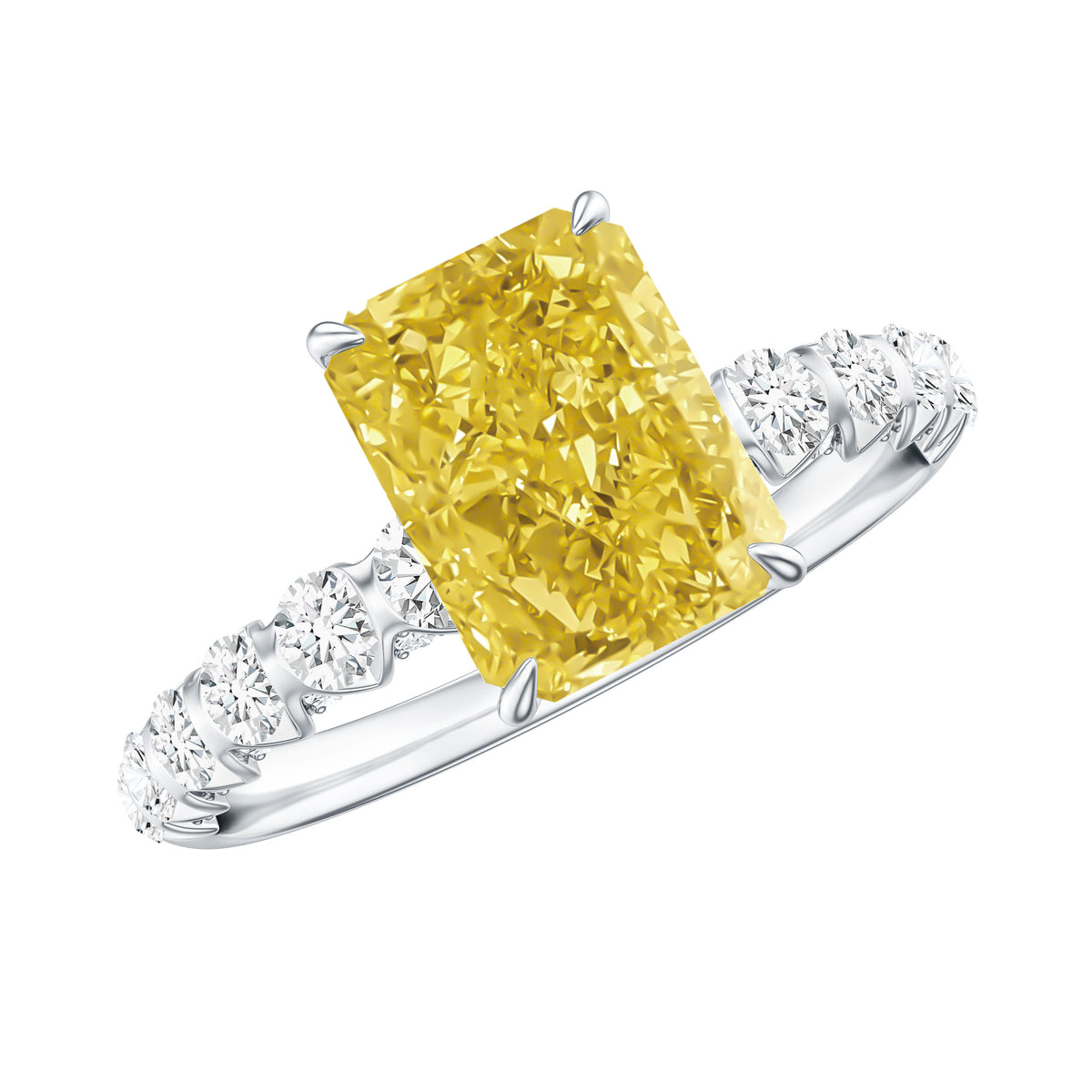 Rosec Jewels-IGI Graded 2 Carat Lab Grown Yellow and White Diamond Radiant Cut Engagement Ring
