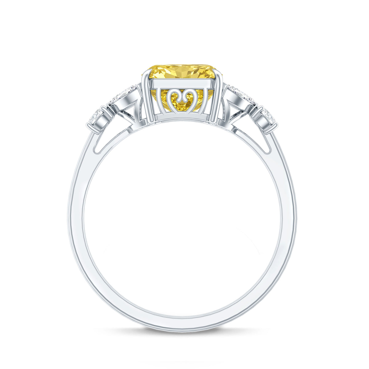 Rosec Jewels-Radiant Cut 2 Carat Lab Grown Yellow Diamond Engagement Ring with IGI Certificate