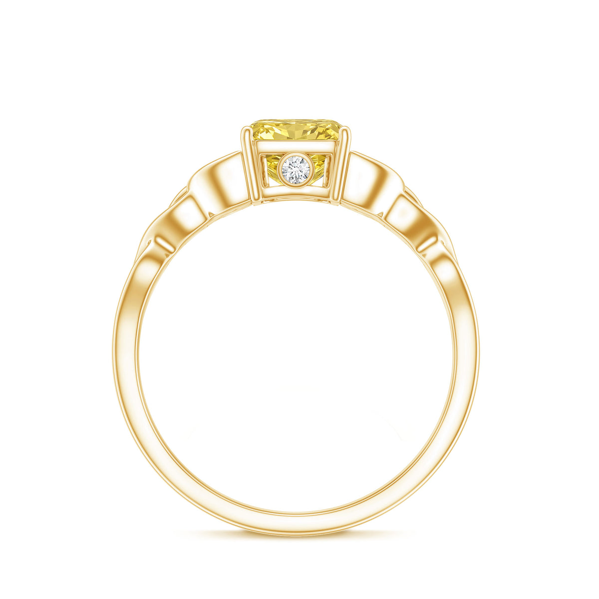 Rosec Jewels-IGI Verified Celtic Engagement Ring with 2 Carat Radiant Cut Lab Yellow Diamond