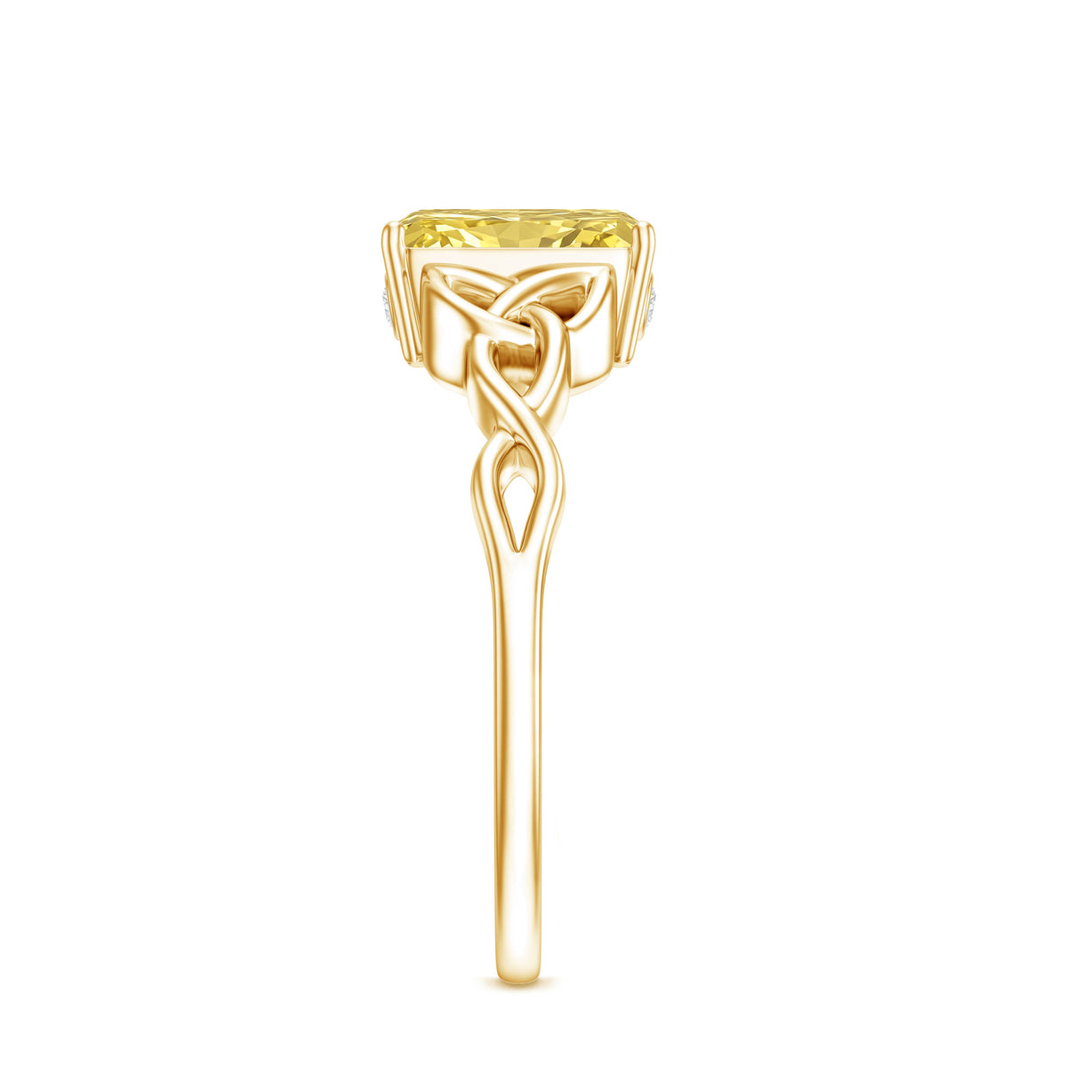 Rosec Jewels-IGI Verified Celtic Engagement Ring with 2 Carat Radiant Cut Lab Yellow Diamond