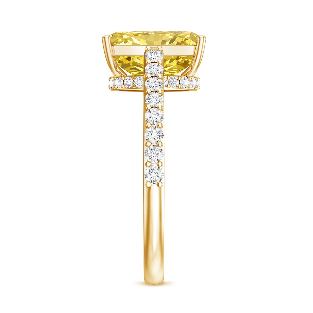 Rosec Jewels-IGI Documented 3 Carat Lab Yellow Diamond Radiant Cut Engagement Ring with Hidden Halo