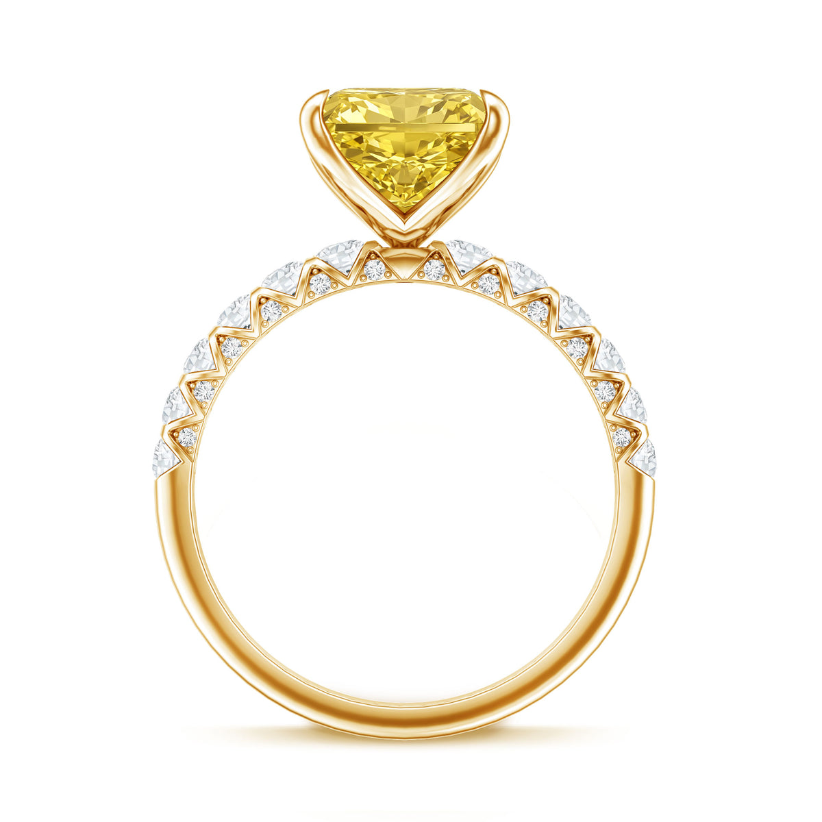 4 Carat Radiant Cut Lab Grown Yellow Diamond Engagement Ring IGI Certified Vivid Yellow - VS1 - Rosec Jewels