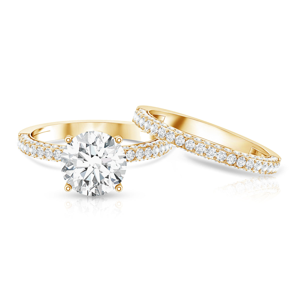 Rosec Jewels-IGI Verified Lab Grown Diamond 3 Carat Engagement Ring with Wedding Band