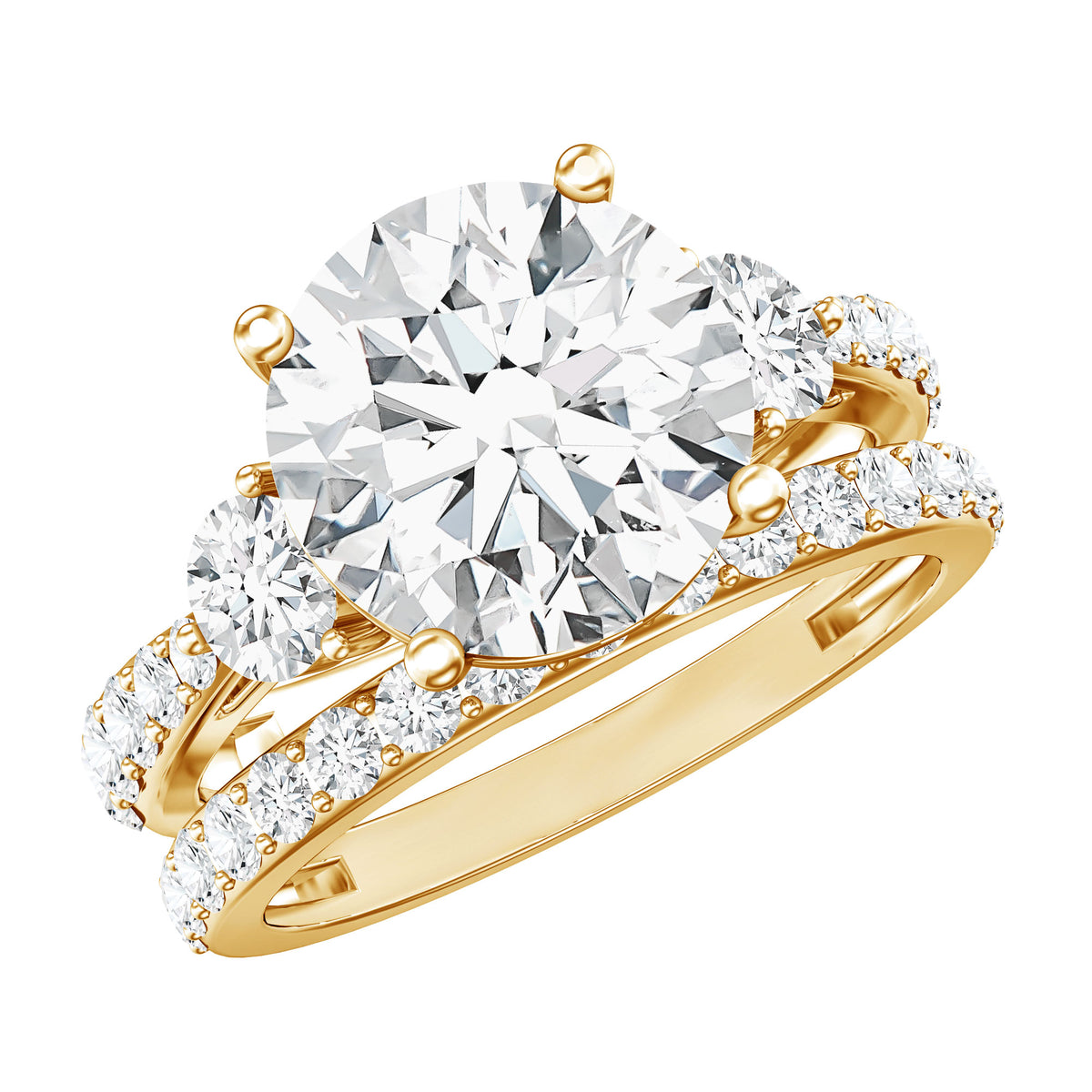 Rosec Jewels-IGI Certified Lab Grown Diamond 4 Carat Engagement Ring with Ring Guard