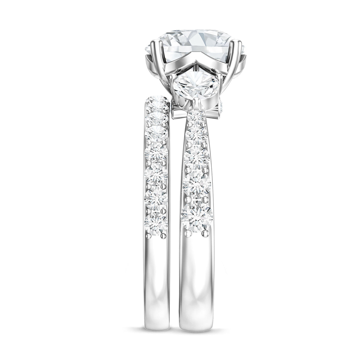 Rosec Jewels-IGI Documented 3 Carat Lab Grown Diamond Bridal Ring Set