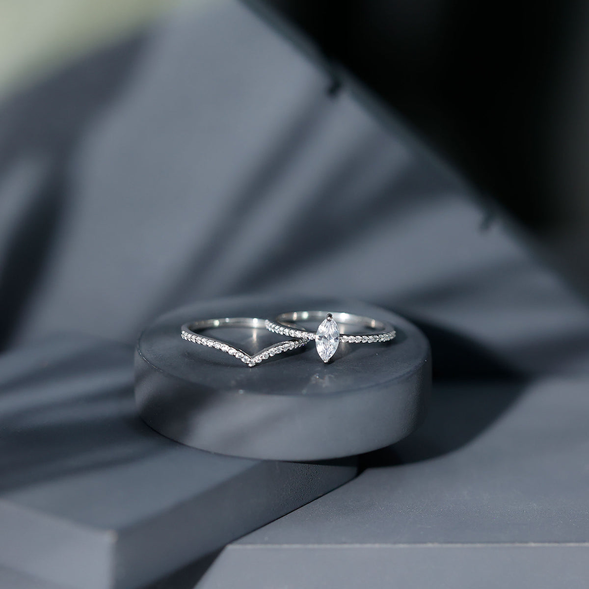 Marquise Cut Lab Grown Diamond Bridal Ring Set for Her Lab - ( EF-VS ) - Rosec Jewels