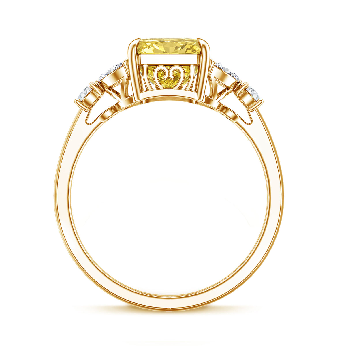 Rosec Jewels-3 Carat Radiant Cut Lab Yellow Diamond Designer Engagement Ring IGI Certified