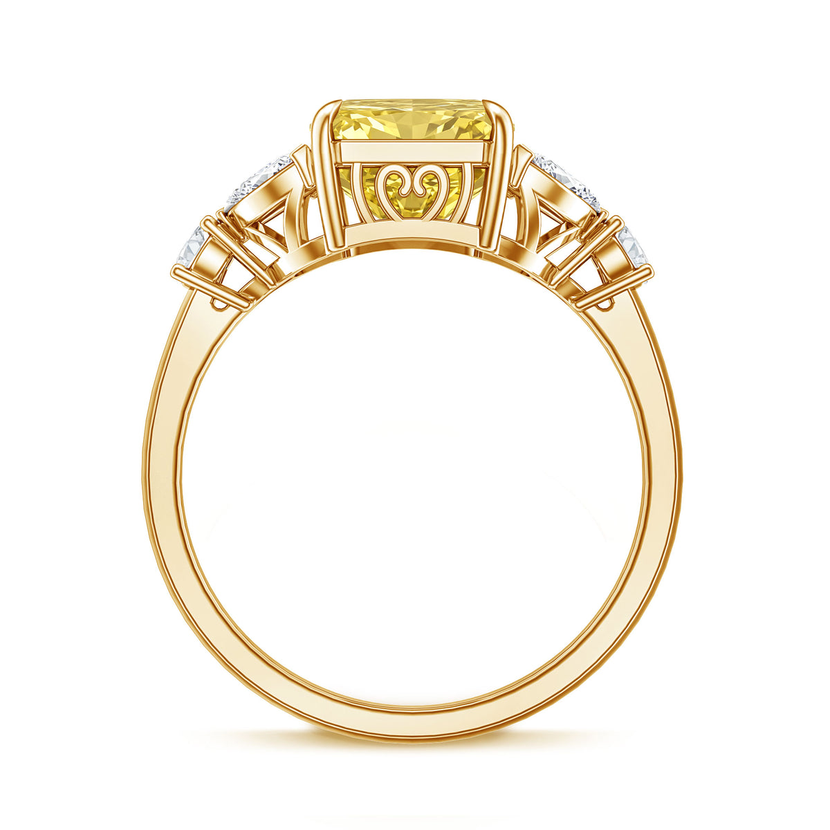 Rosec Jewels-IGI Verified Radiant Cut Lab Grown Yellow Diamond 4 Carat Engagement Ring