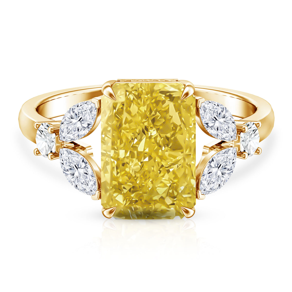 Rosec Jewels-IGI Verified Radiant Cut Lab Grown Yellow Diamond 4 Carat Engagement Ring