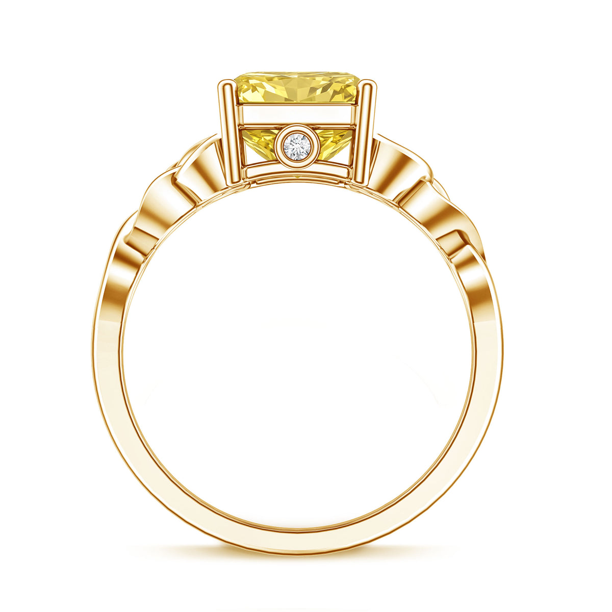 Rosec Jewels-4 Carat Radiant Cut Lab Yellow Diamond Celtic Knot Engagement Ring with IGI Certificate