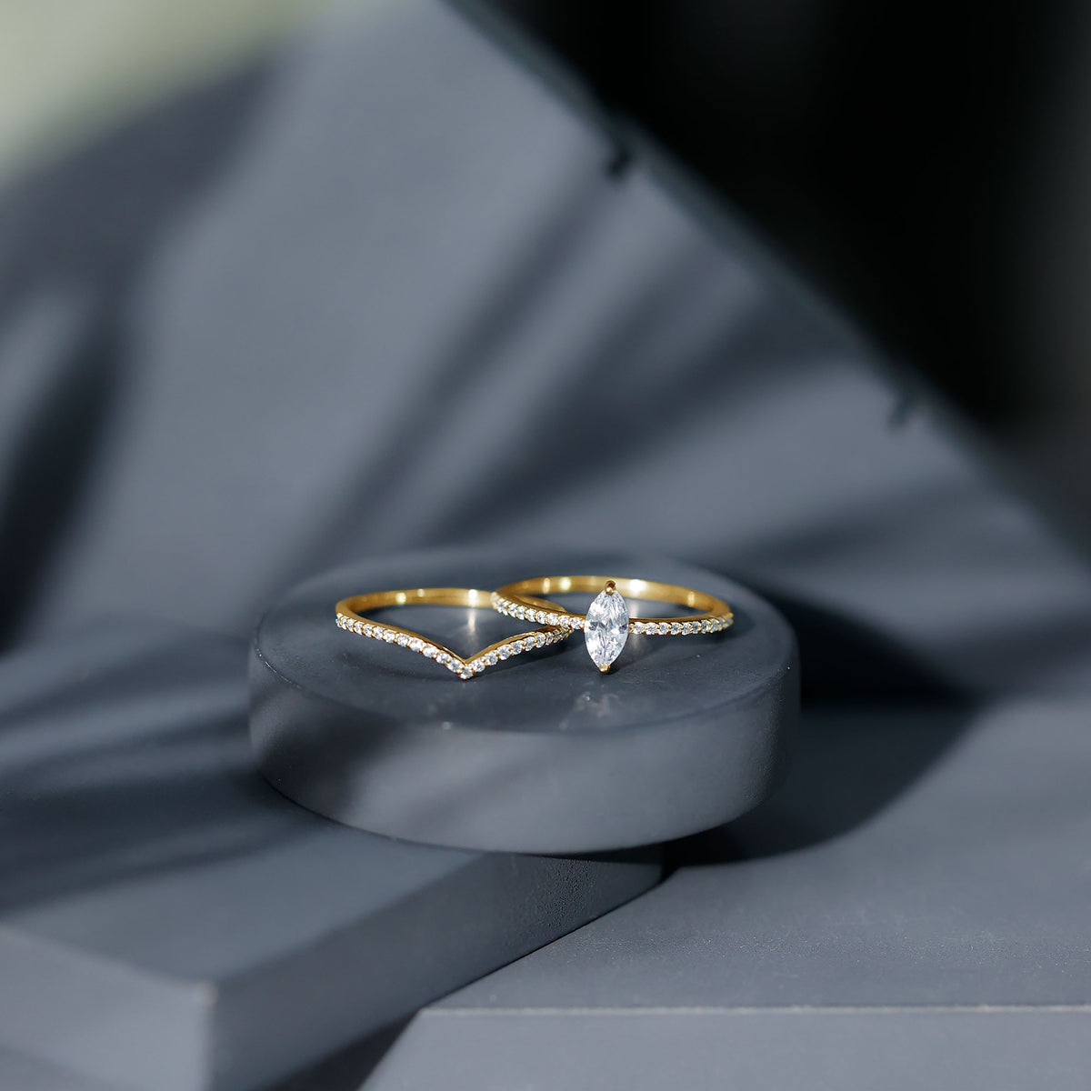 Marquise Cut Moissanite Engagement Ring with Enhancer D-VS1 - Rosec Jewels