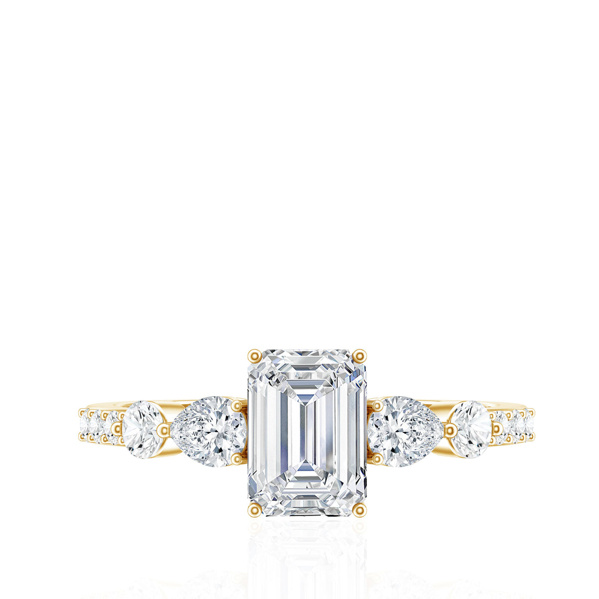 Rosec Jewels-IGI Verified 2 Carat Emerald Cut Lab Grown Diamond Engagement Ring with Side Stones