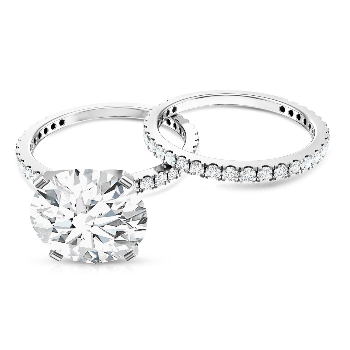 4.4 Carat Moissanite Solitaire Engagement Ring with Ring Guard D-VS1 - Rosec Jewels