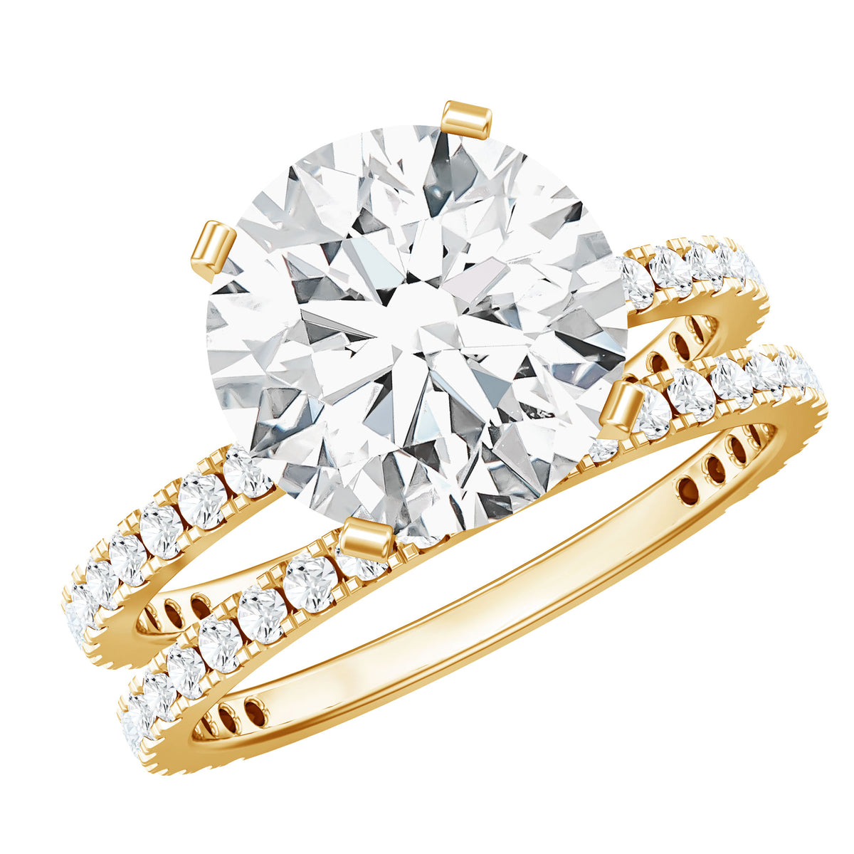 4.4 Carat Moissanite Solitaire Engagement Ring with Ring Guard D-VS1 - Rosec Jewels