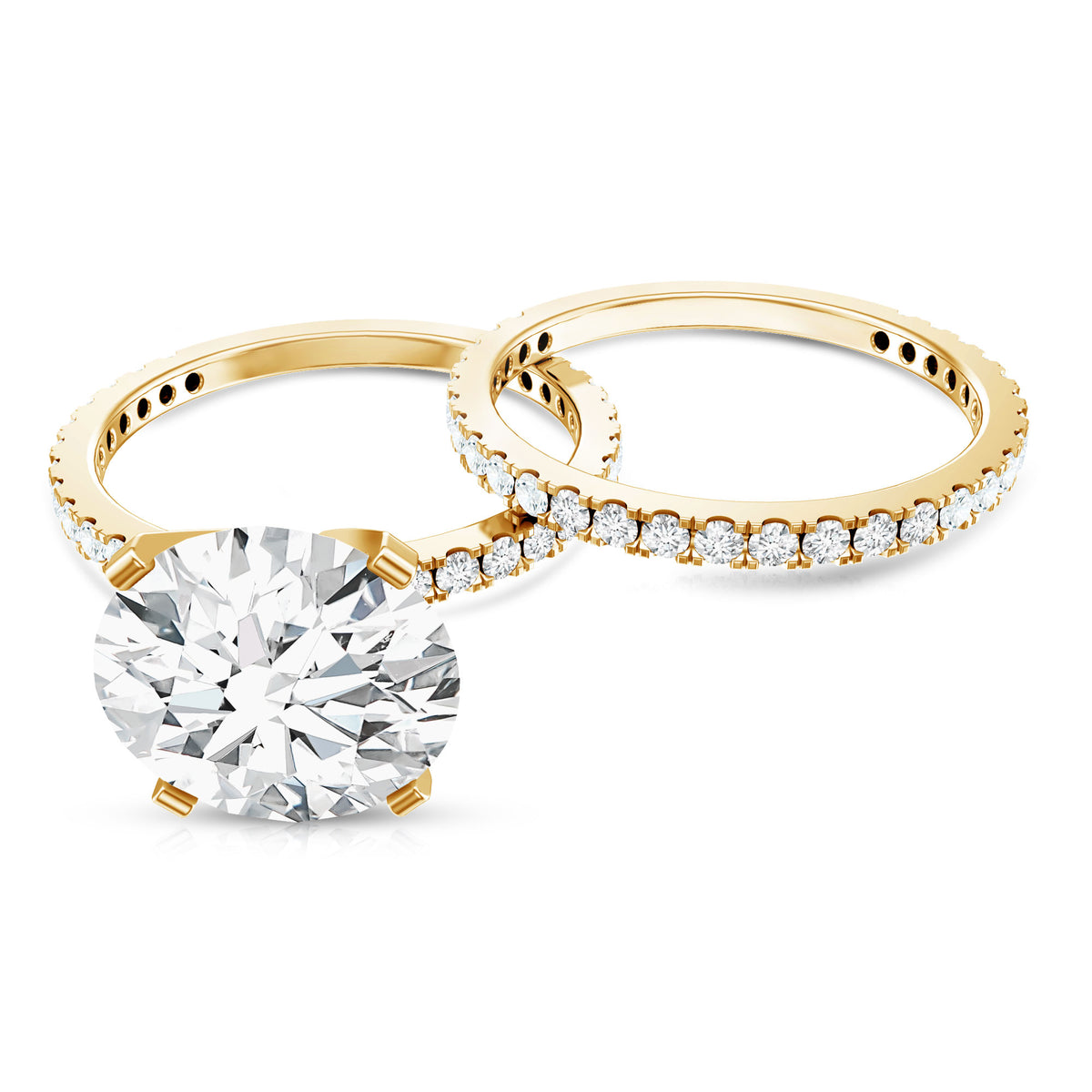 4.4 Carat Moissanite Solitaire Engagement Ring with Ring Guard D-VS1 - Rosec Jewels