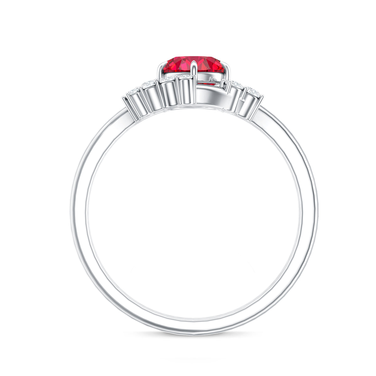 1.3 Carat Lab Grown Ruby and Diamond Engagement Wedding Ring Set of 2 AAAA - Rosec Jewels