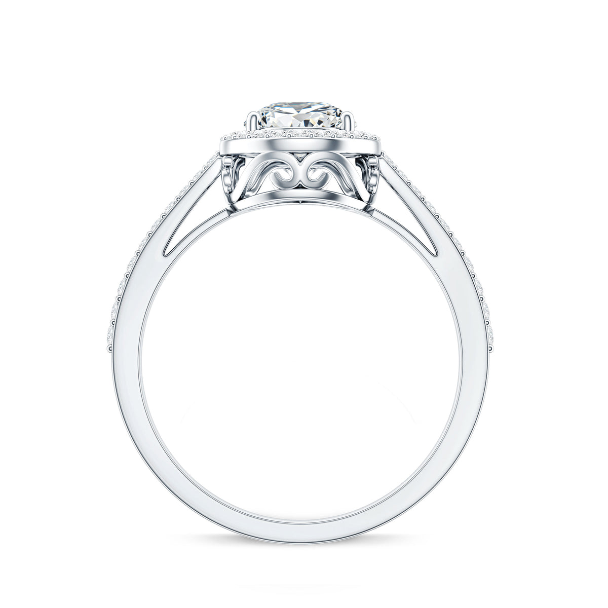 1.3 Carat Lab Grown Diamond Pear Halo Engagement Ring for Women Lab - ( EF-VS ) - Rosec Jewels