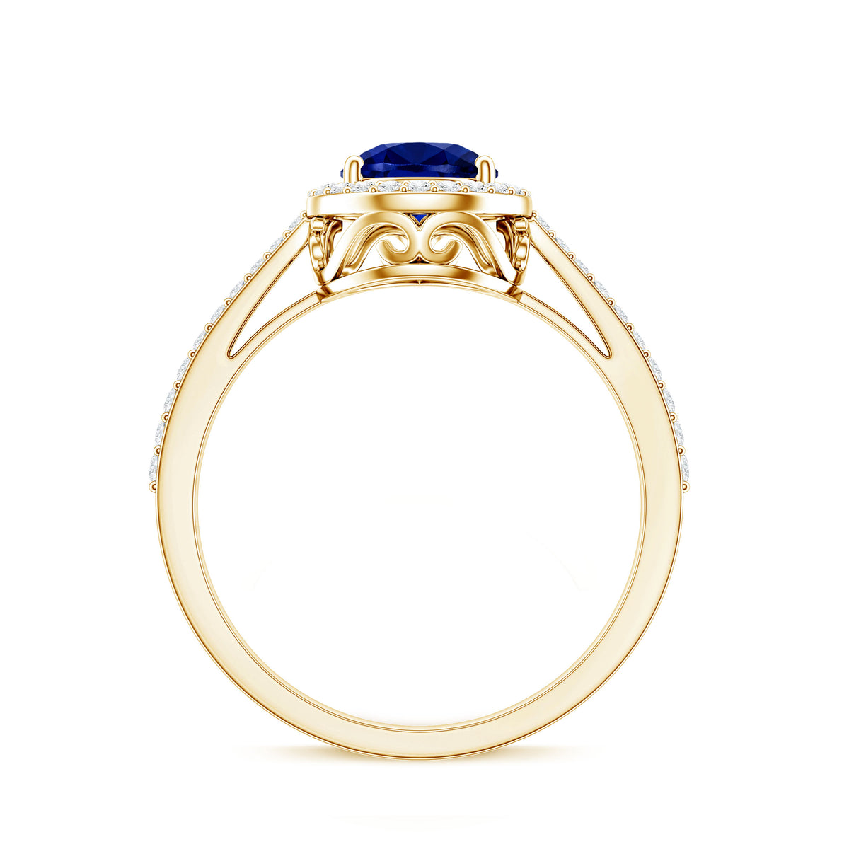 1.6 Carat Pear Shaped Lab Grown Blue Sapphire and Diamond Halo Engagement Ring AAAA - Rosec Jewels