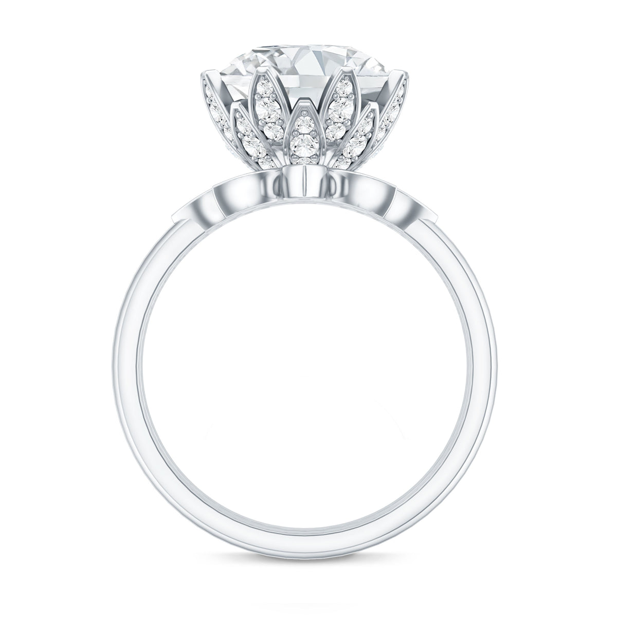 4 Carat Lab Grown Diamond Flower Engagement Ring with Wedding Band Lab - ( EF-VS ) - Rosec Jewels