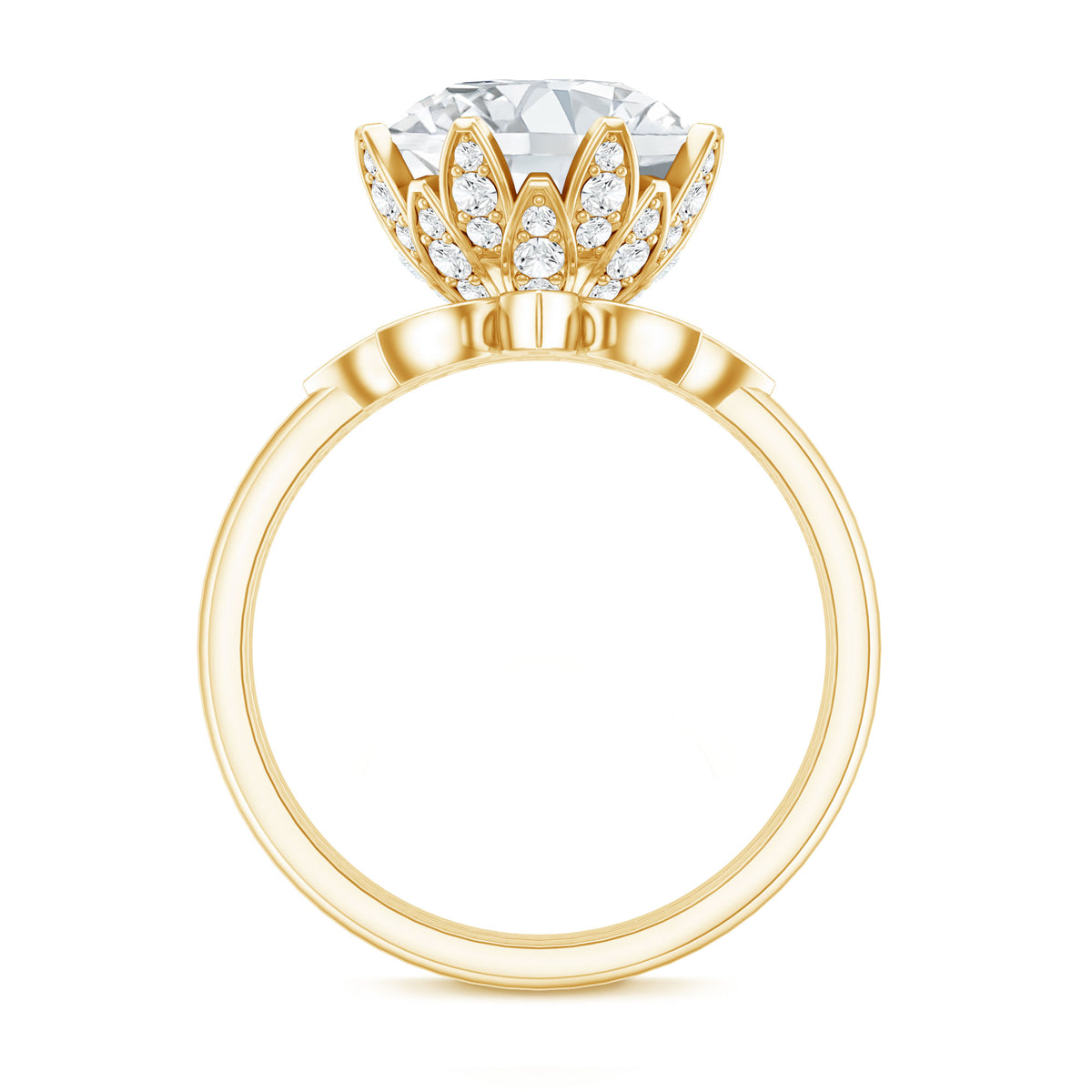 4 Carat Lab Grown Diamond Flower Engagement Ring with Wedding Band Lab - ( EF-VS ) - Rosec Jewels