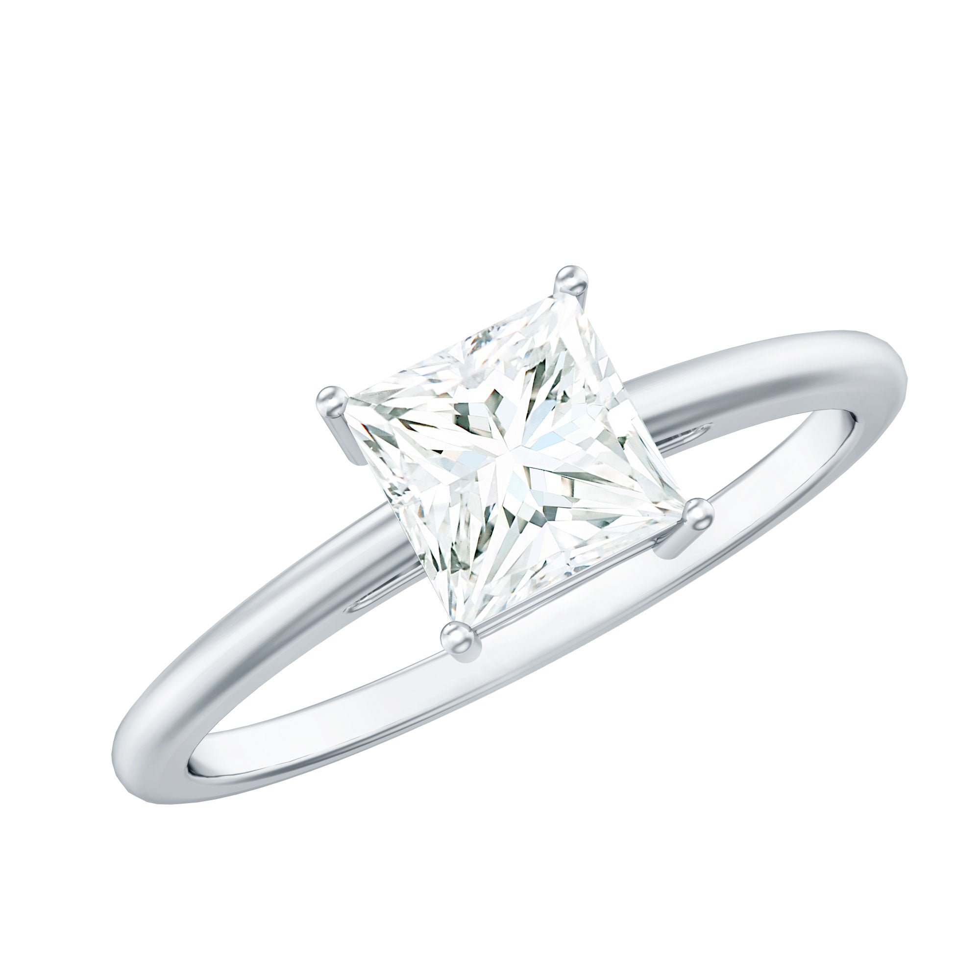 1 CT Princess Cut Moissanite Solitaire Gold Ring