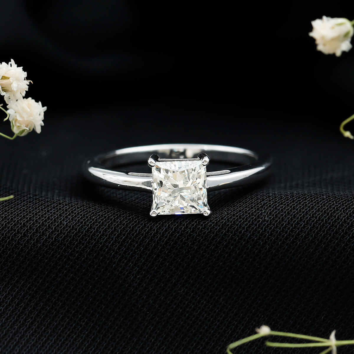 1 CT Princess Cut Moissanite Solitaire Ring for Women D-VS1 - Rosec Jewels