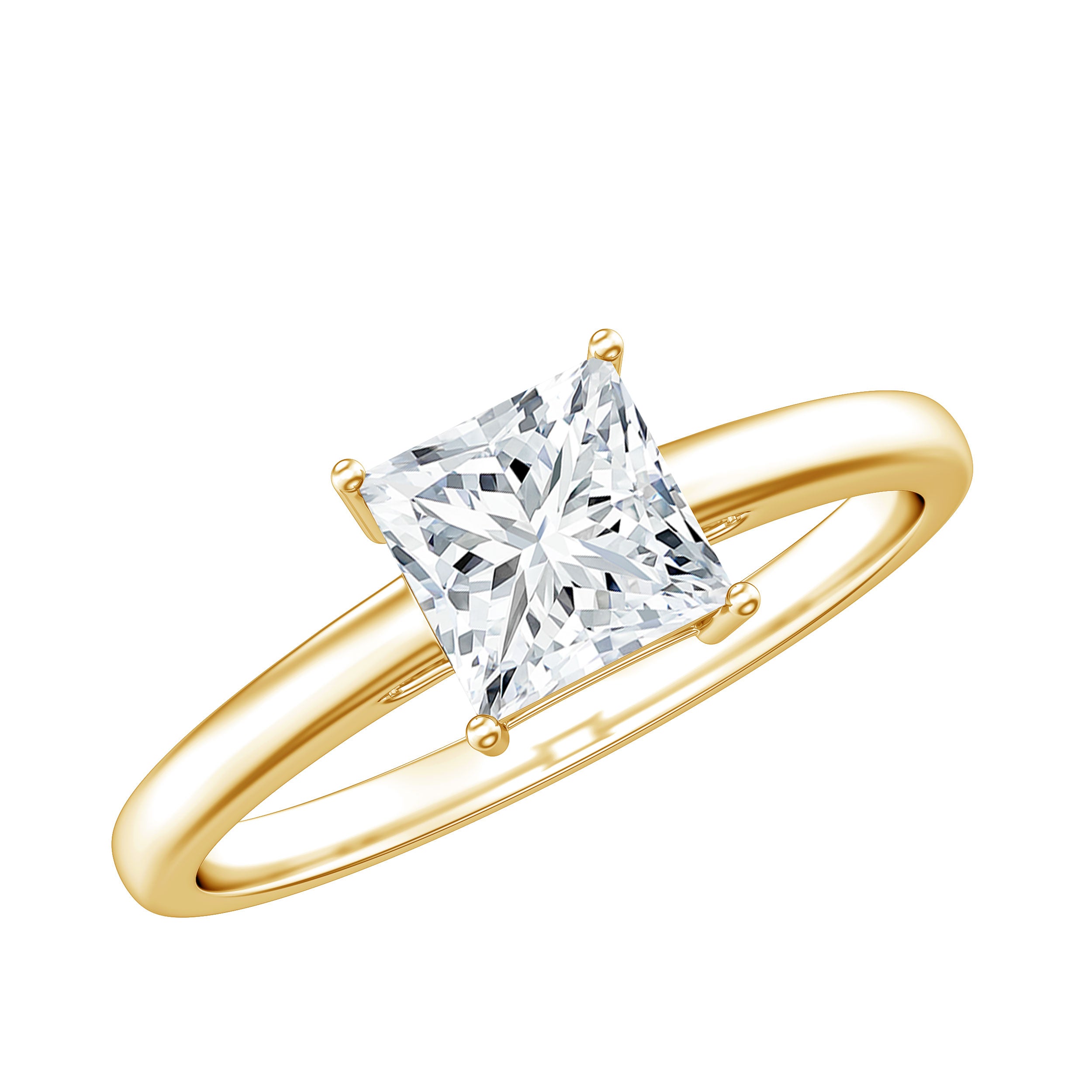 1 CT Princess Cut Moissanite Solitaire Ring for Women D-VS1 - Rosec Jewels