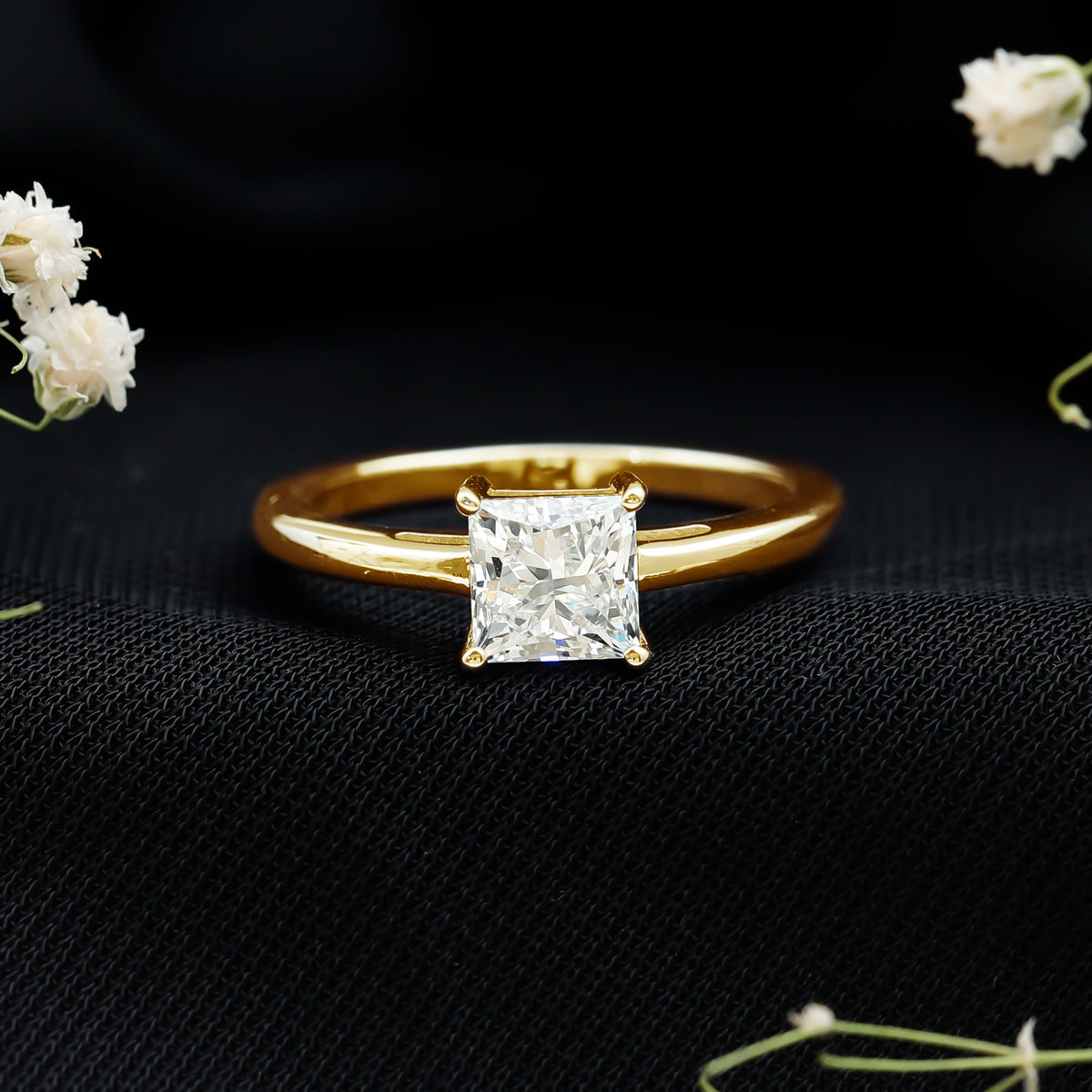 1 CT Princess Cut Moissanite Solitaire Ring for Women D-VS1 - Rosec Jewels