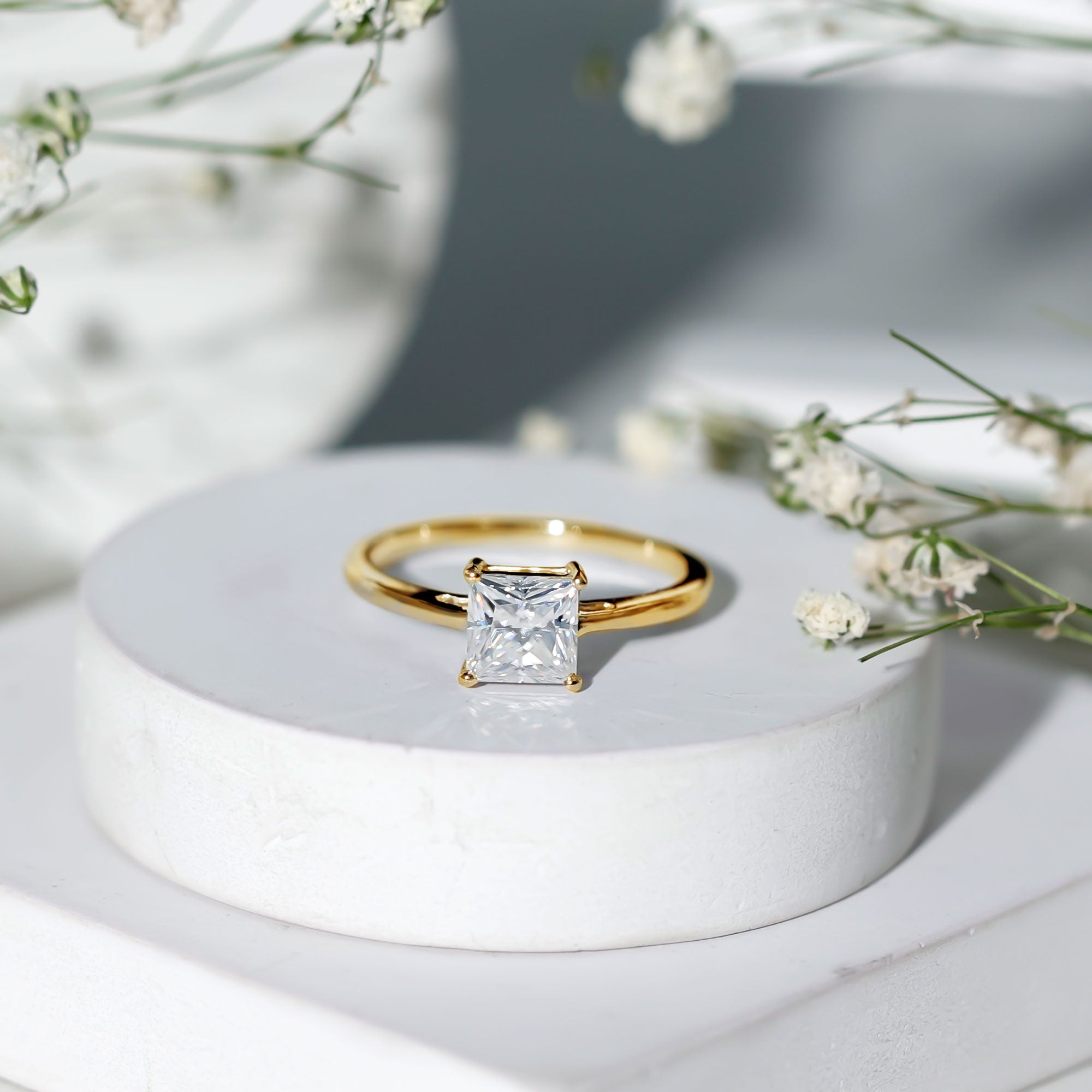 1 CT Princess Cut Moissanite Solitaire Ring for Women D-VS1 - Rosec Jewels