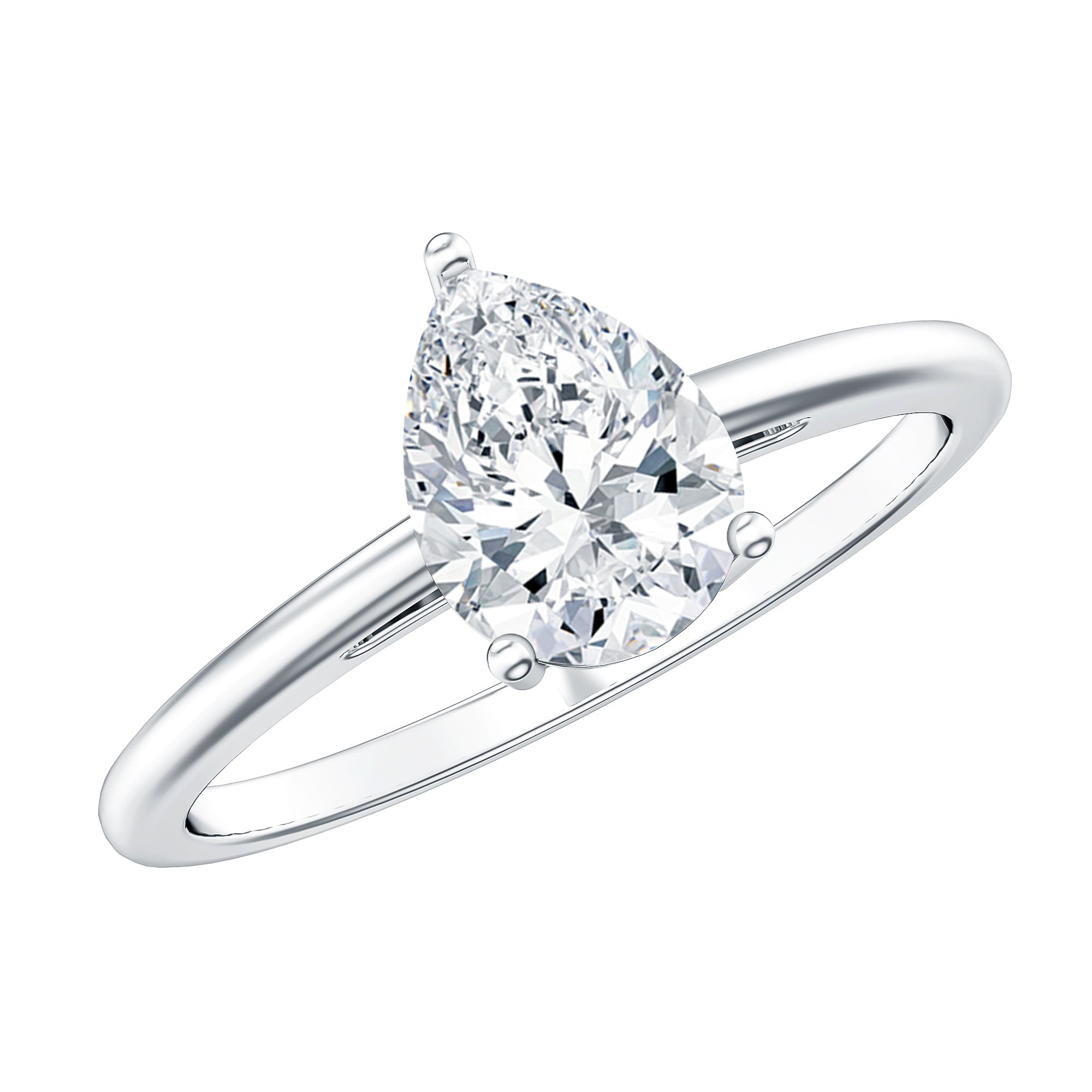 Solitaire Moissanite Teardrop Engagement Ring for Women D-VS1 - Rosec Jewels