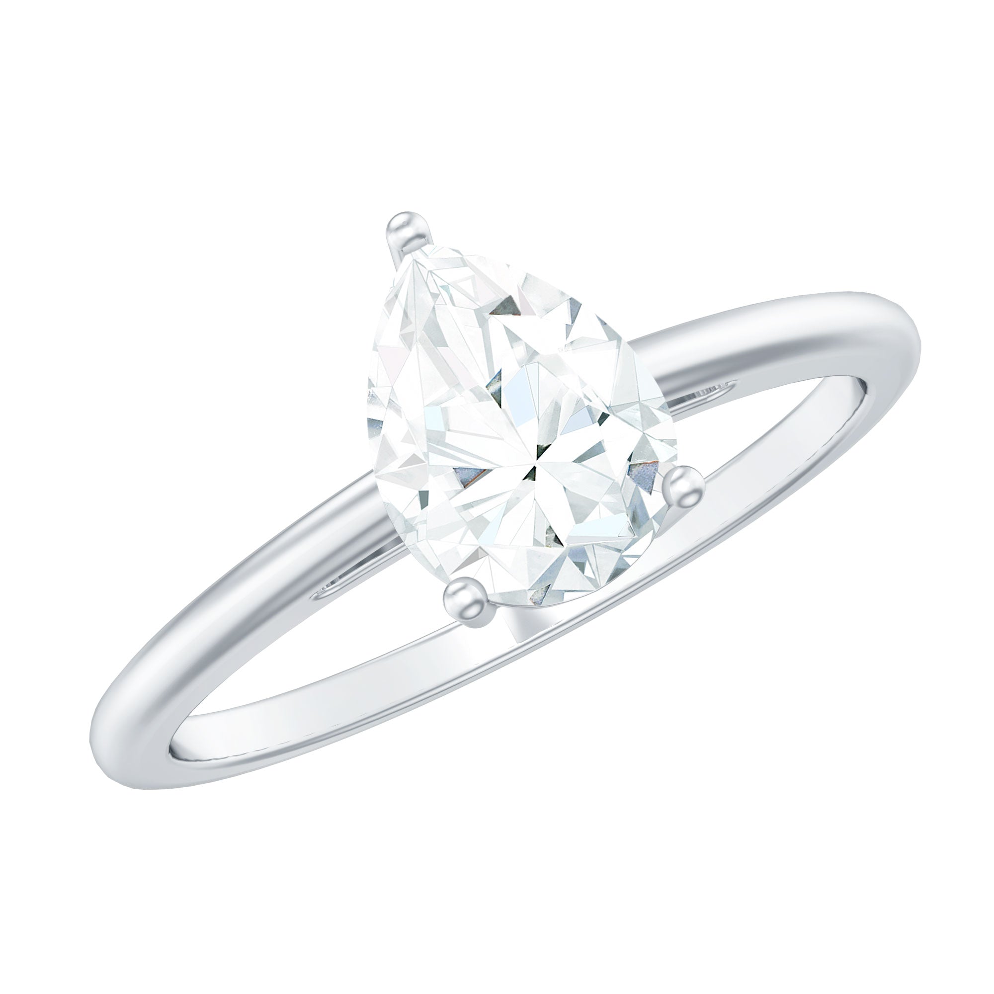 Solitaire Moissanite Teardrop Engagement Ring for Women D-VS1 - Rosec Jewels