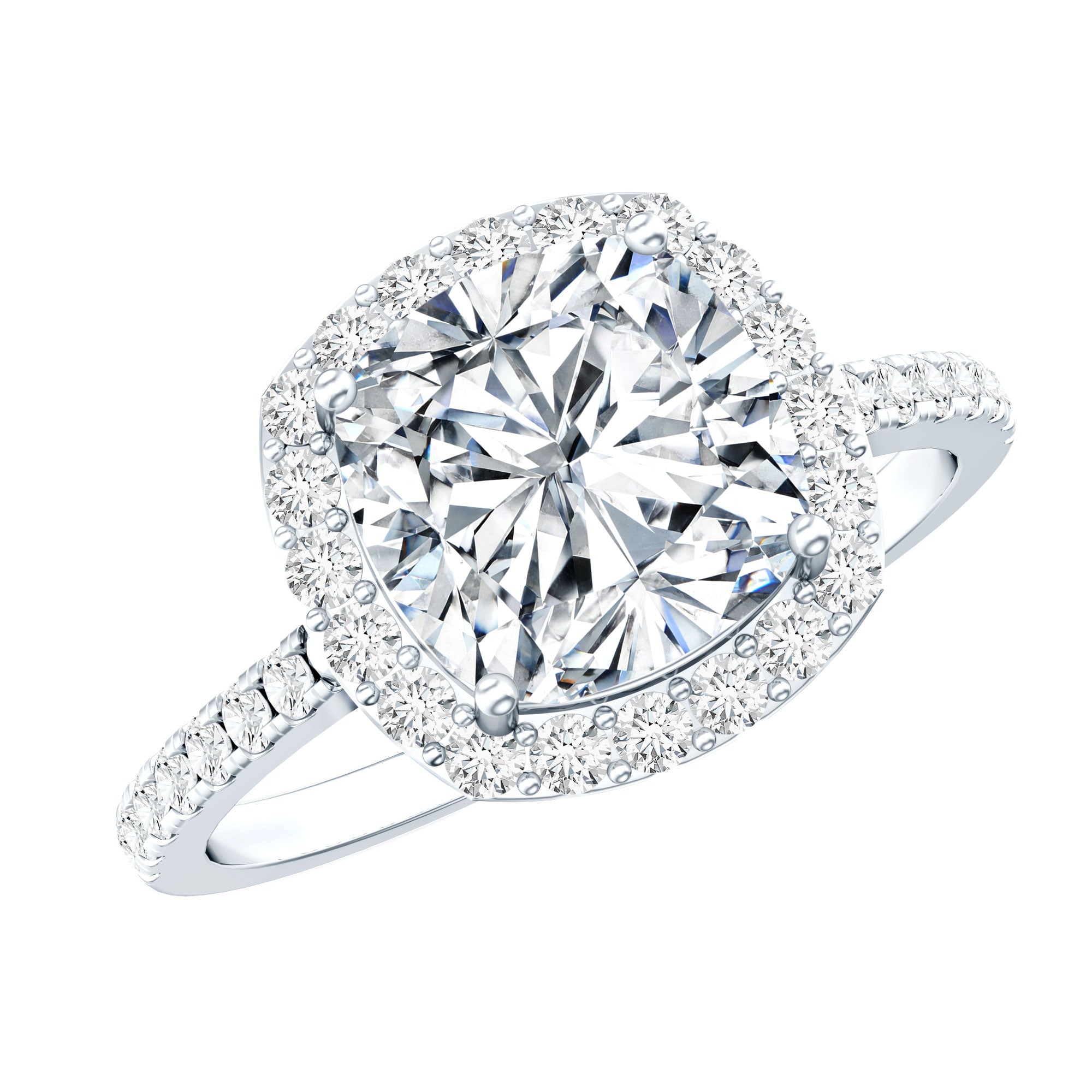 Victorian Style 8 MM Cushion Moissanite Halo Engagement Ring