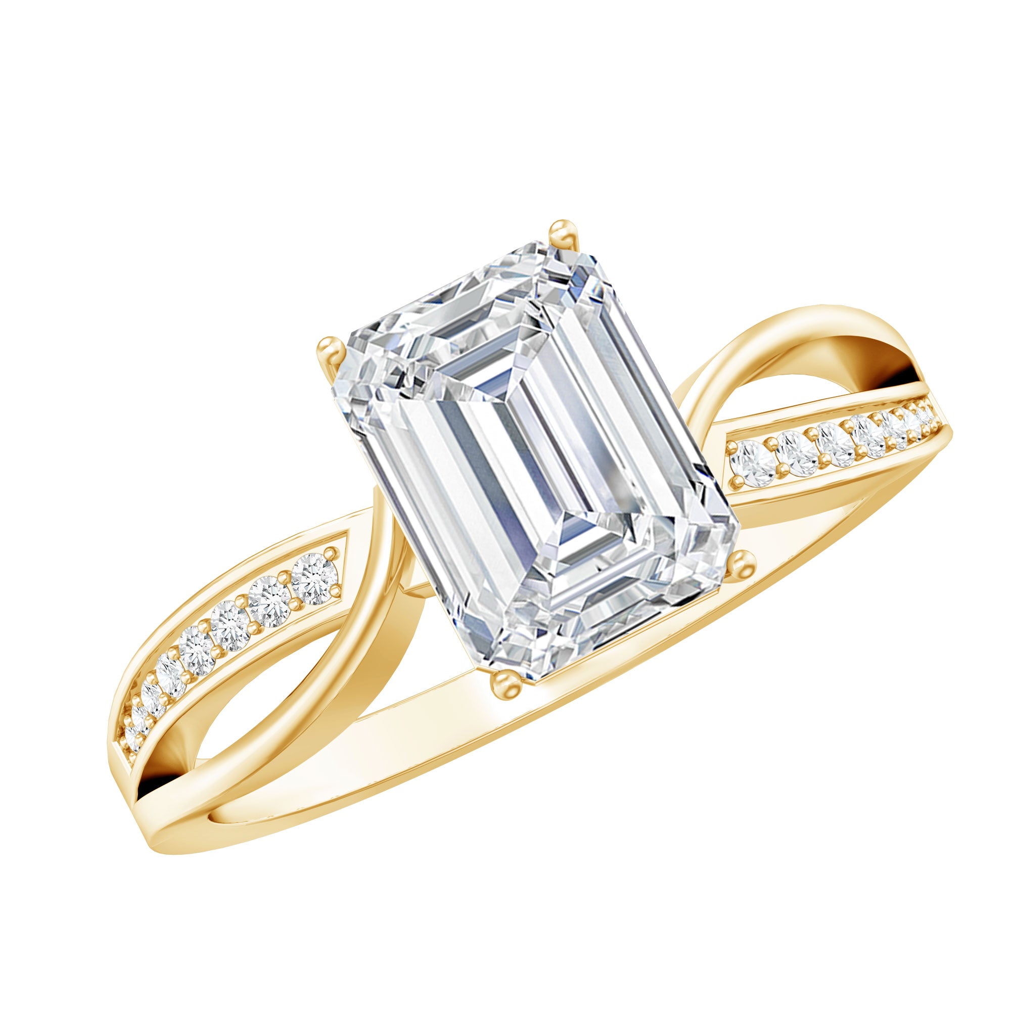 Certified 6X8 MM Emerald Cut Moissanite Infinity Engagement Ring D-VS1 - Rosec Jewels
