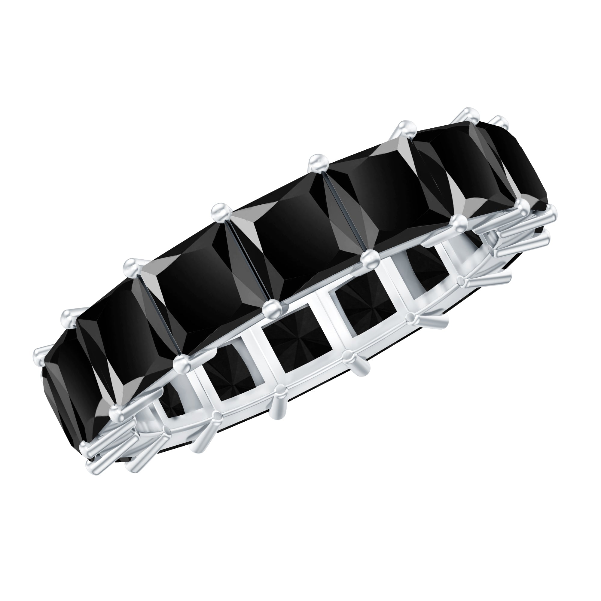 Princess Cut Lab Grown Black Diamond Eternity Band Ring
