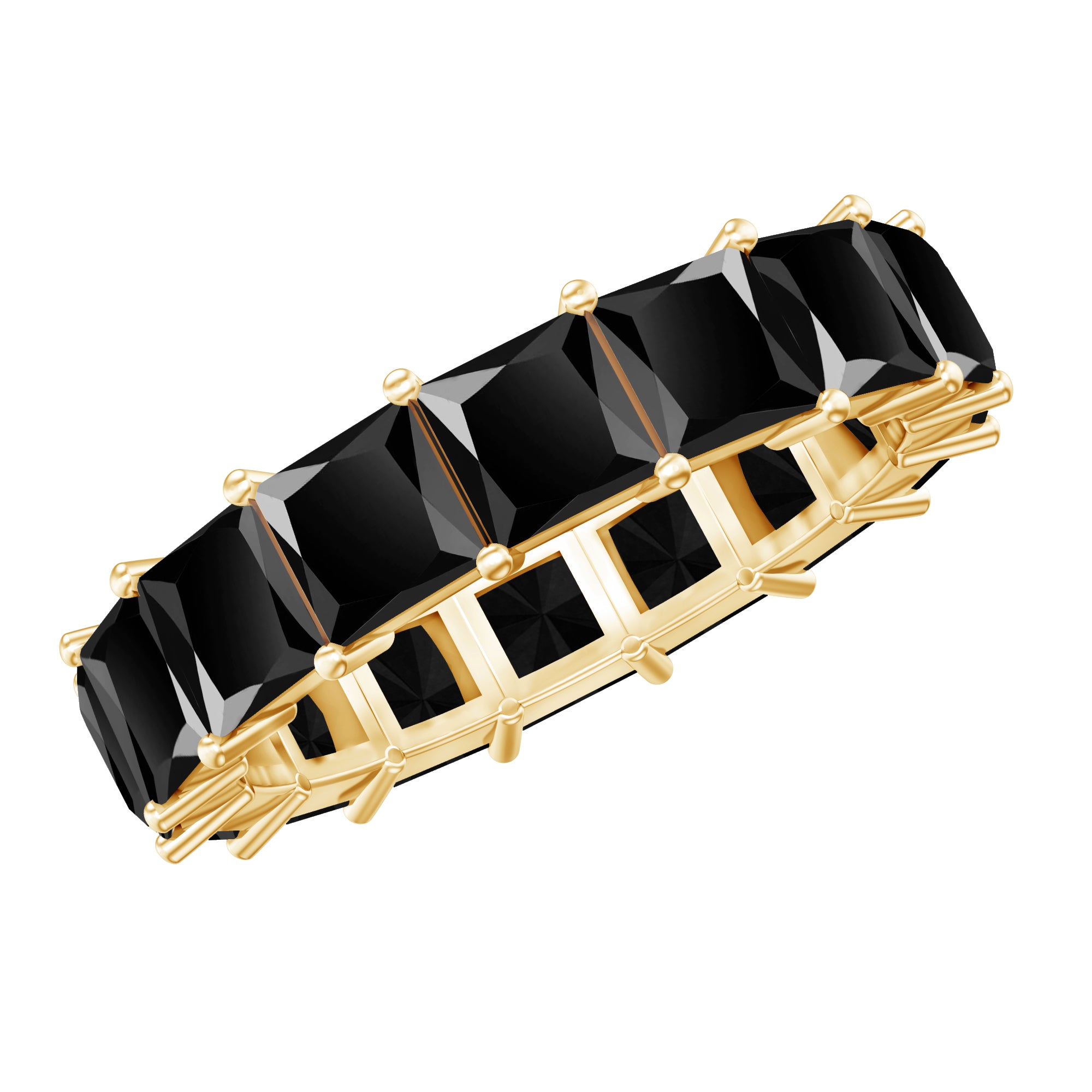 Certified Princess Cut Lab Grown Black Diamond Eternity Ring for Women AAAA ( Synthetic ) - Rosec Jewels