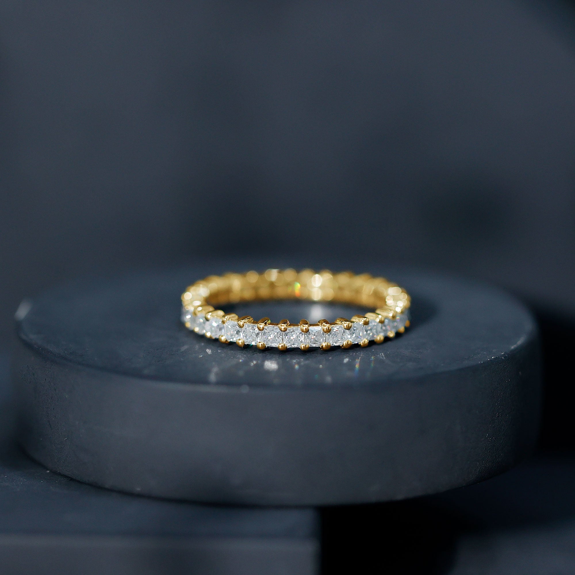 Rosec Jewels-Princess Cut Cubic Zirconia Eternity Wedding Band Ring with Certificate