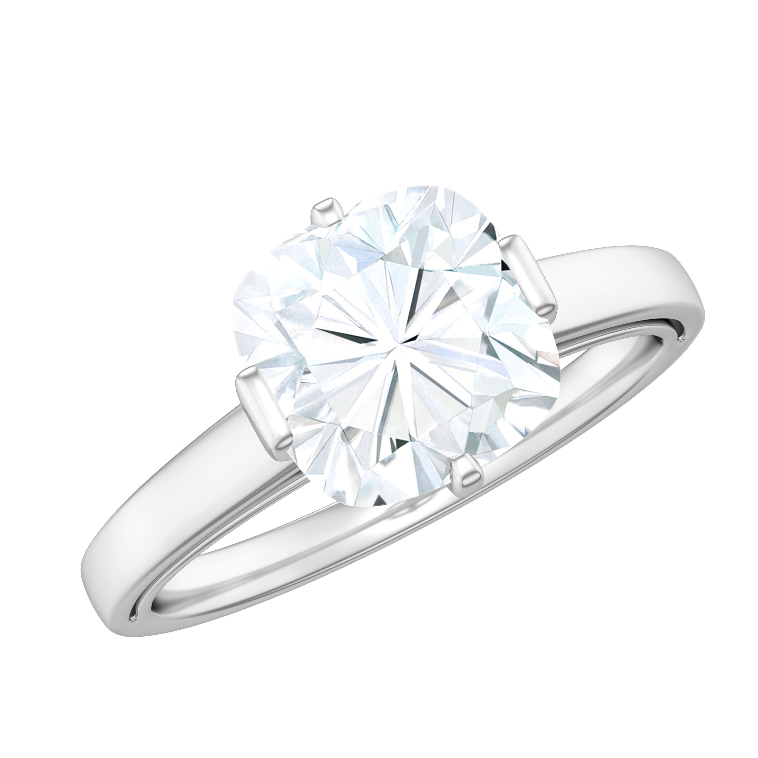 8 MM Certified Cushion Cut Moissanite Solitaire Ring in Bar Setting