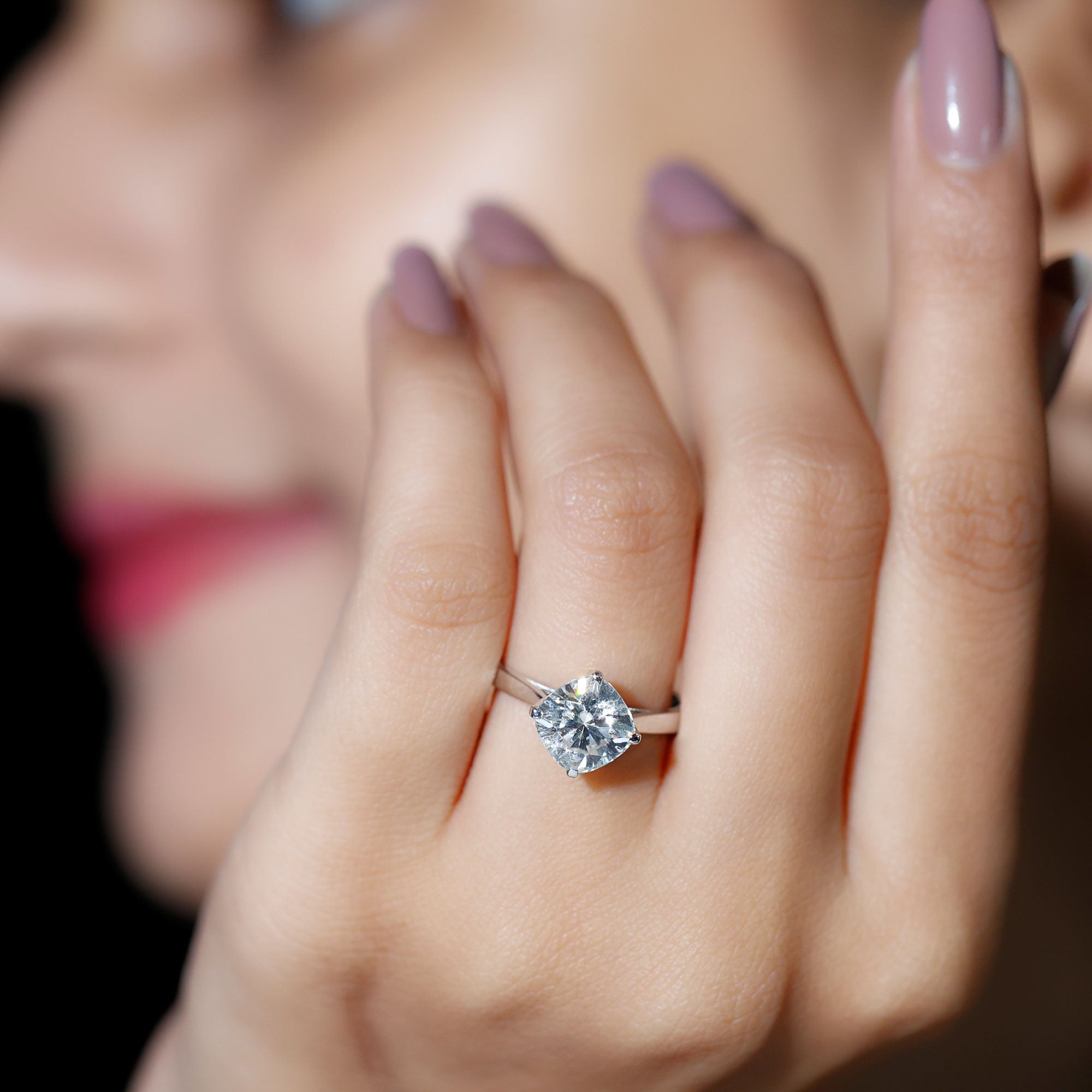 3 CT Cushion Moissanite Solitaire Engagement Ring D-VS1 - Rosec Jewels