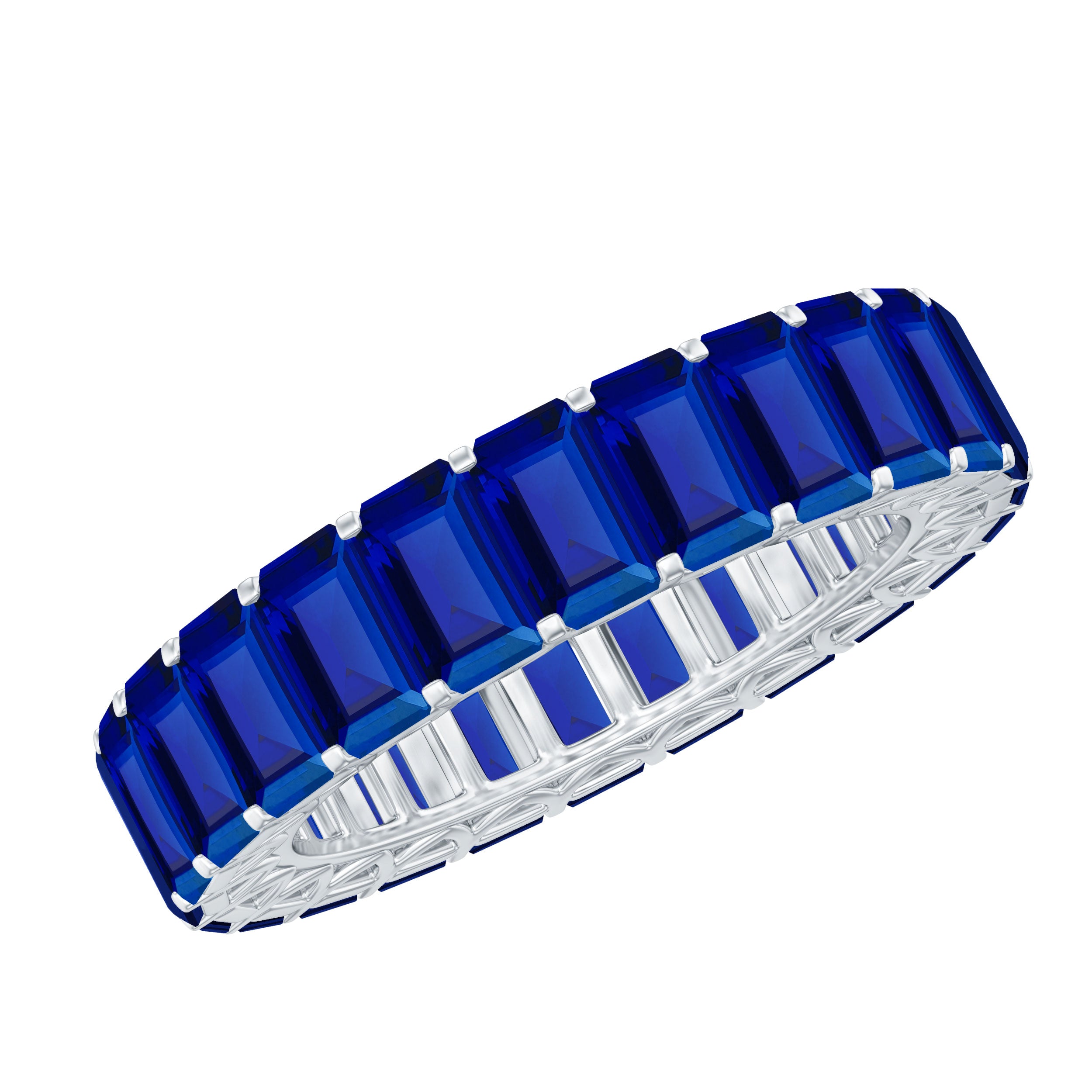 Certified Lab Created Blue Sapphire Full Eternity Band for Women