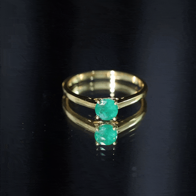 Round Shaped 5MM Emerald Solitaire Promise Ring for Her AAA - Rosec Jewels
