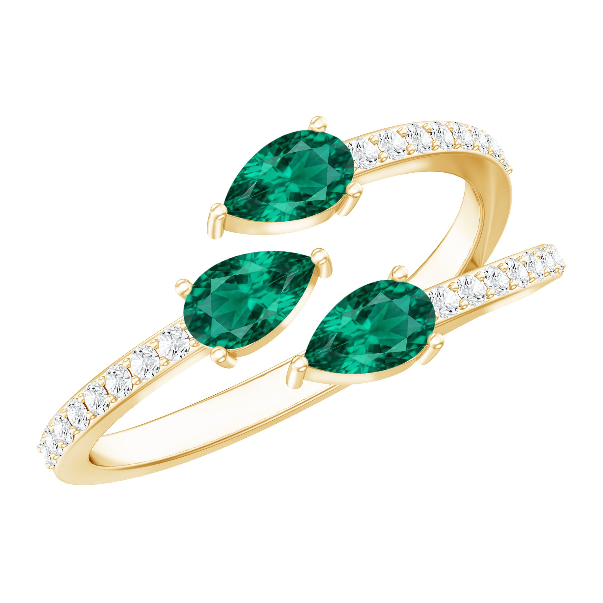 Certified Pear Shape Lab Grown Emerald Diamond Cocktail Ring AAAA - Rosec Jewels