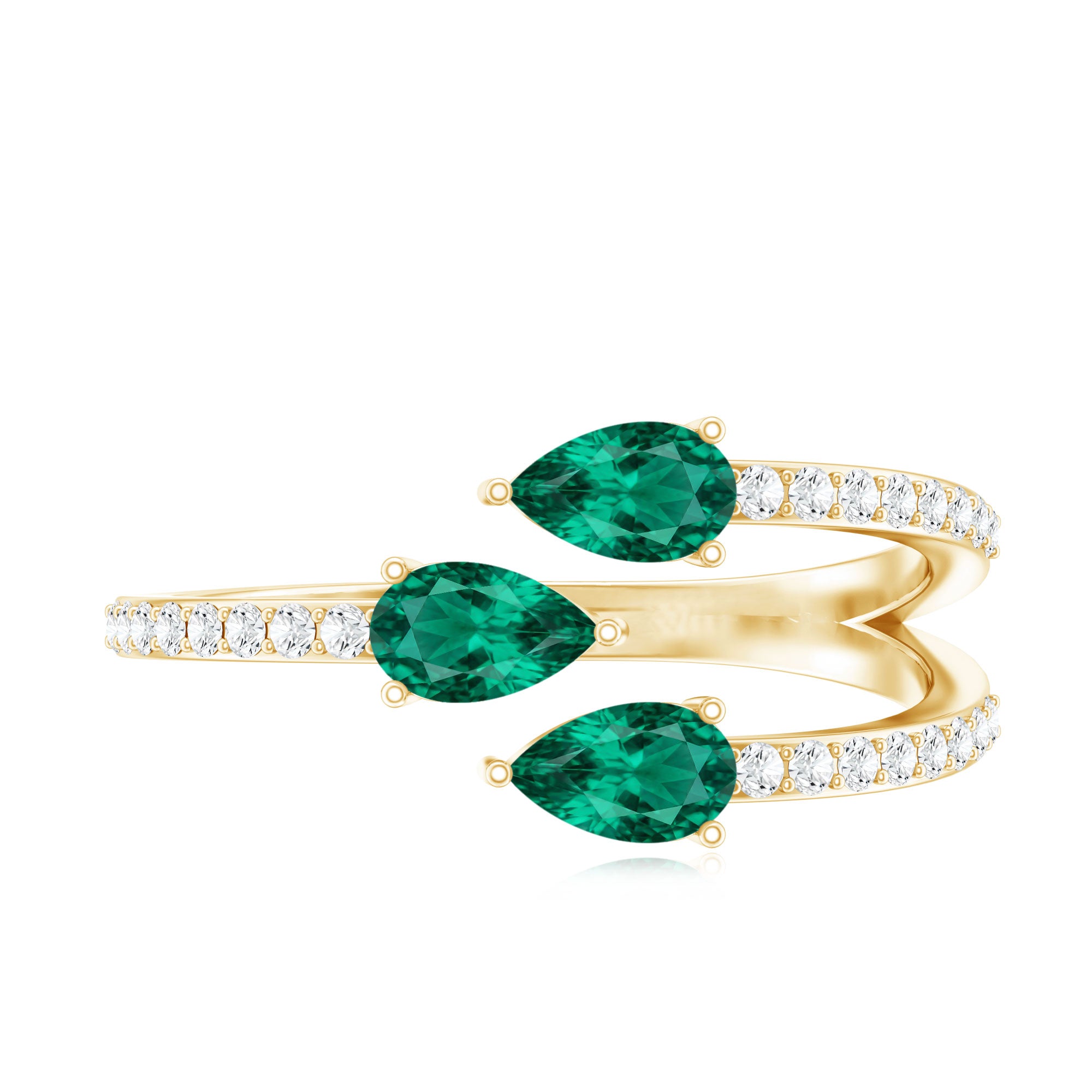 Certified Pear Shape Lab Grown Emerald Diamond Cocktail Ring AAAA - Rosec Jewels