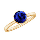 1 CT Lotus Basket Set Created Blue Sapphire Solitaire Ring Lab Created Blue Sapphire - ( AAAA ) - Quality - Rosec Jewels