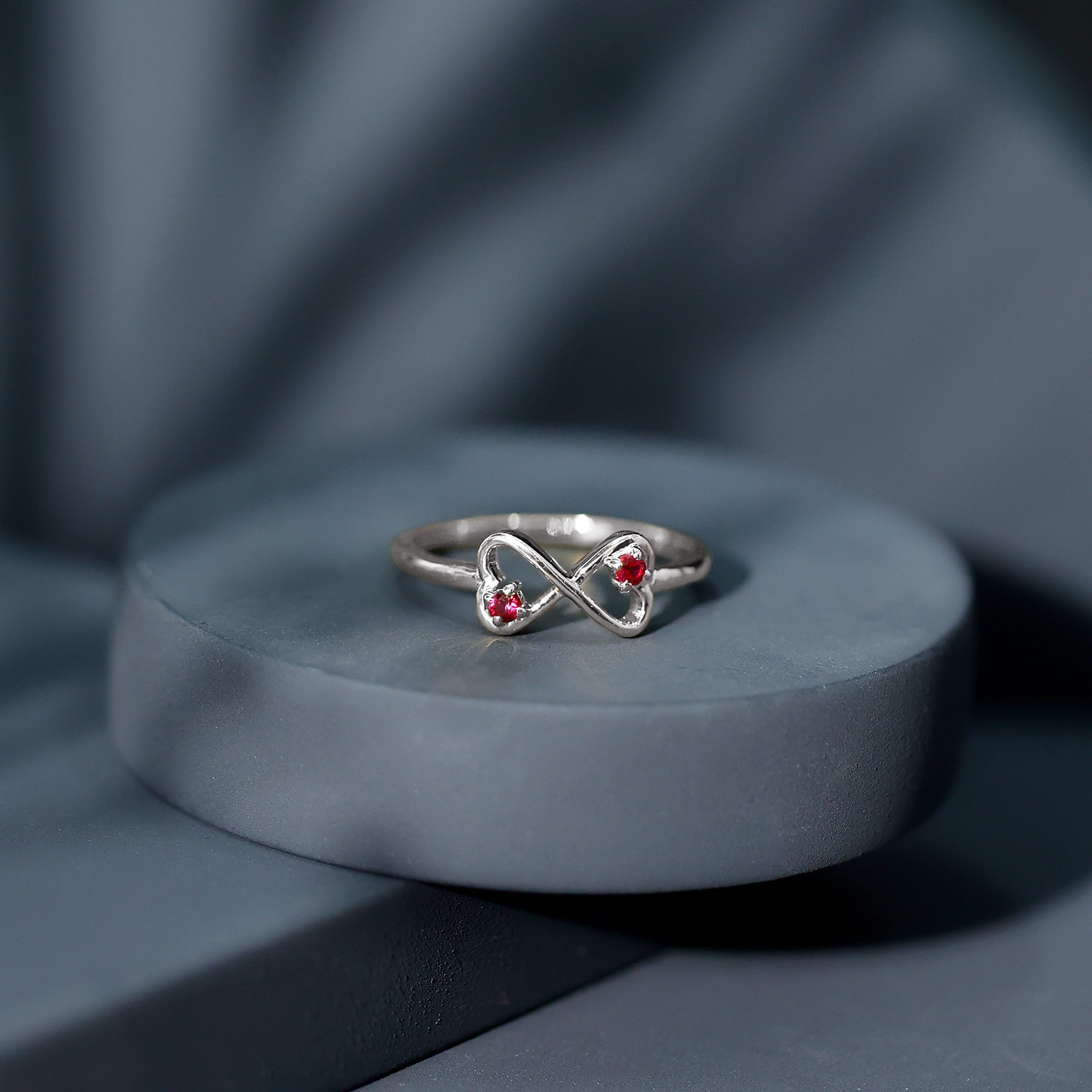 Rosec Jewels-Lab Created Ruby Infinity Heart Promise Ring