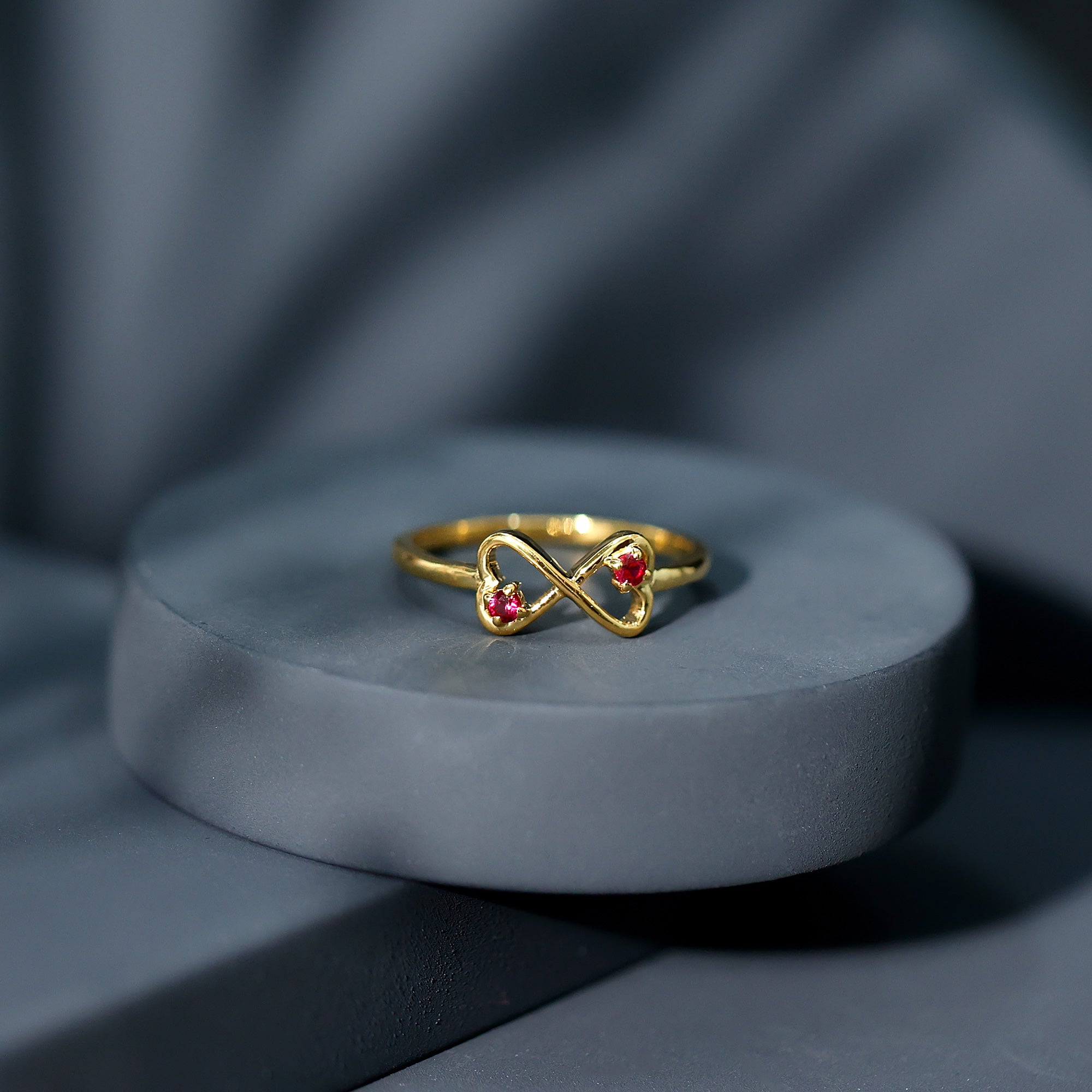Rosec Jewels-Lab Created Ruby Infinity Heart Promise Ring