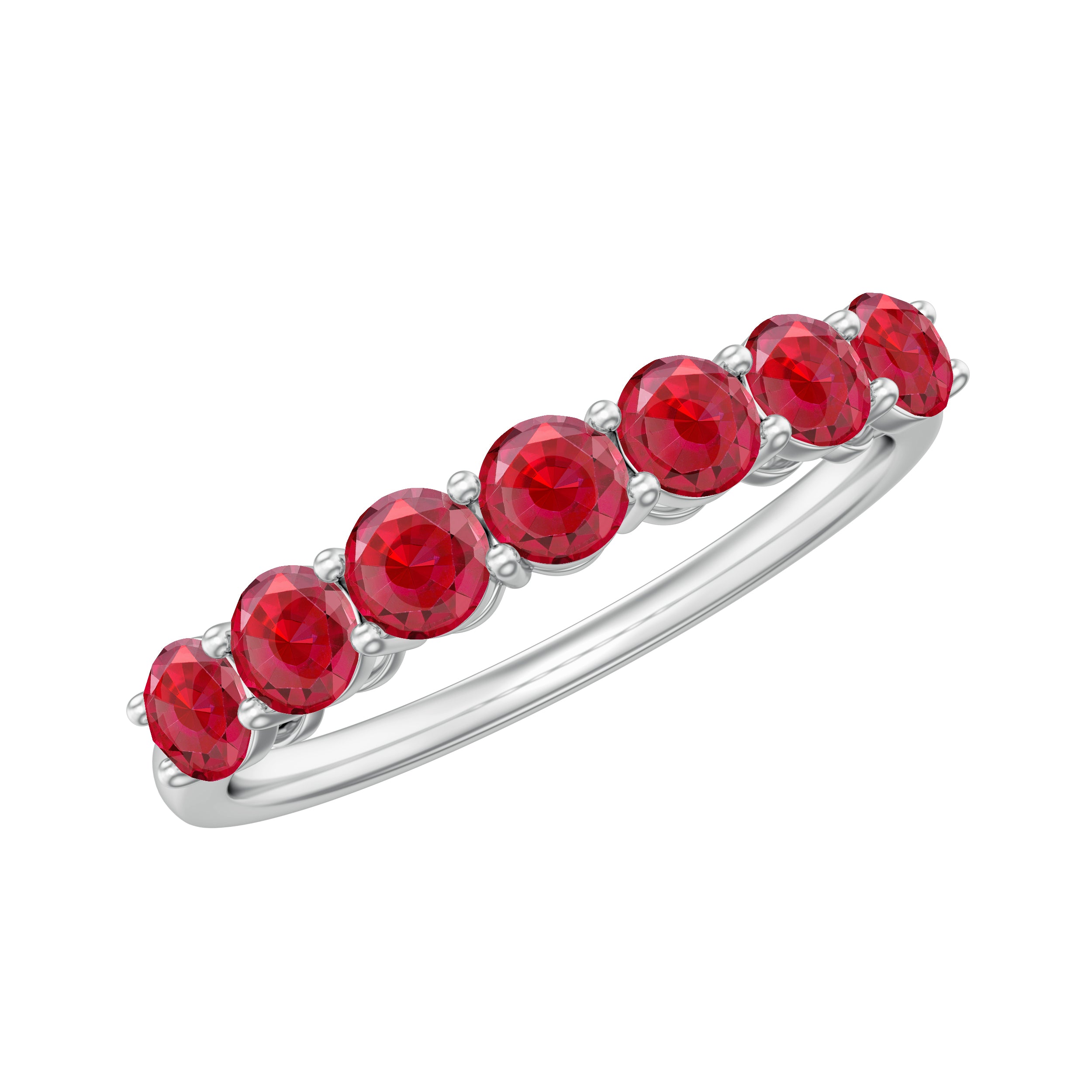 1 Carat Lab Created Ruby Half Eternity Wedding Band AAAA - Rosec Jewels