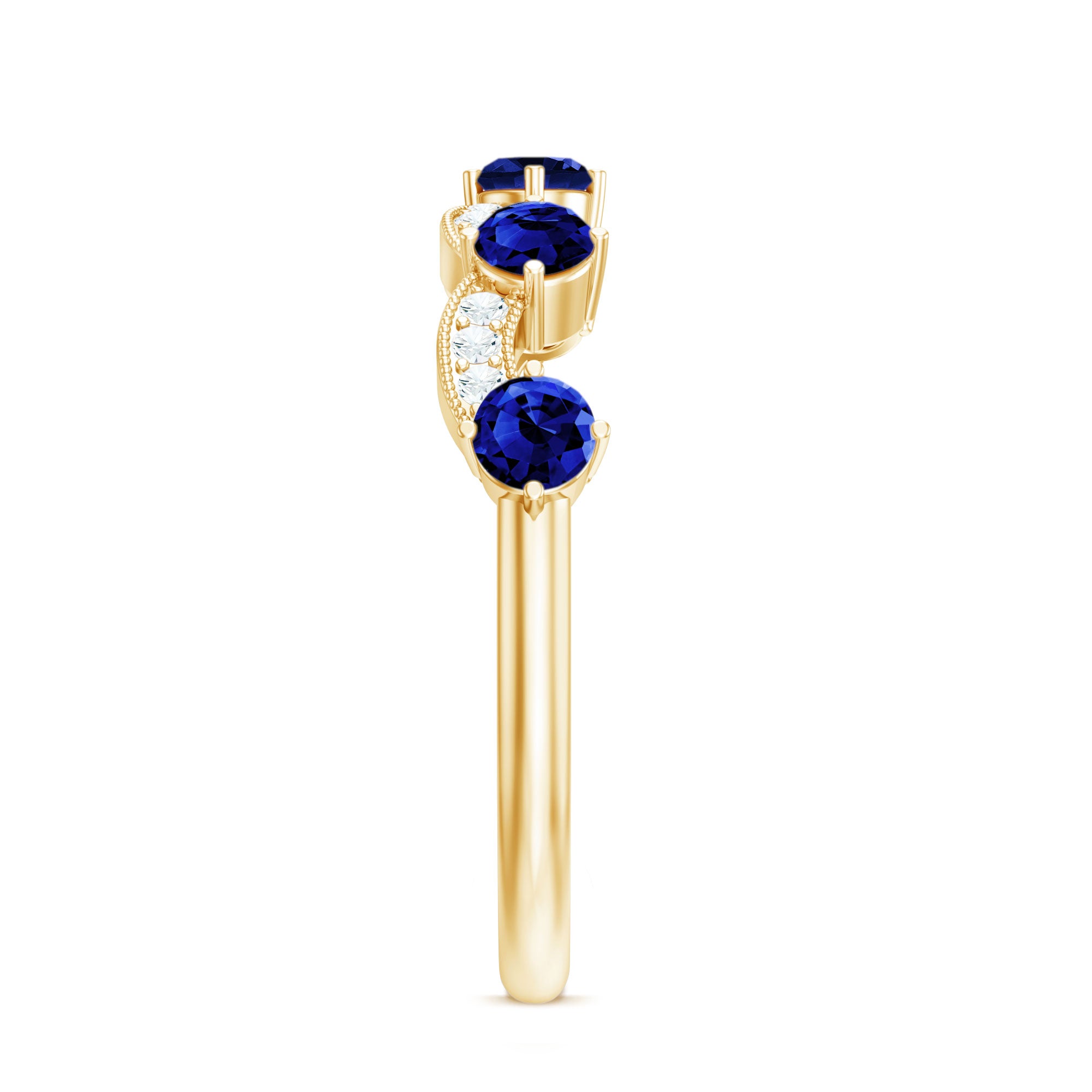 Certified Lab Grown Blue Sapphire Diamond Half Eternity Ring for Anniversary AAAA - Rosec Jewels